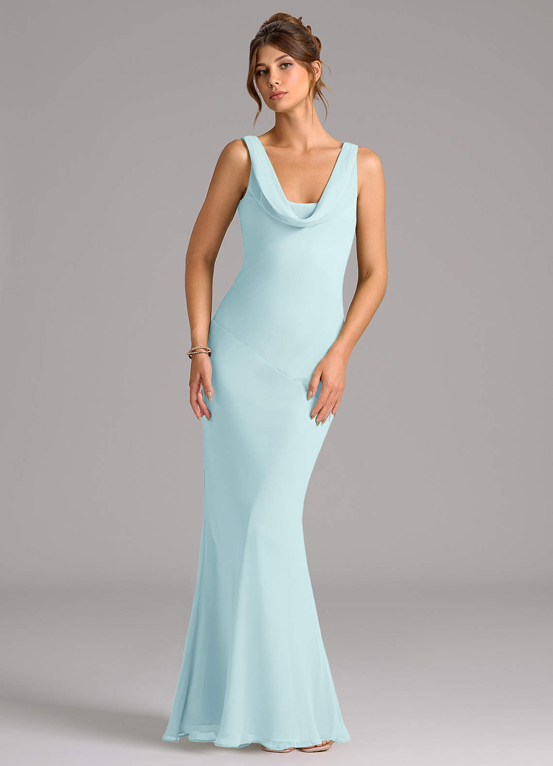 Azazie Rylina Bridesmaid Dresses Sea Glass Mermaid Pleated Chiffon Dress image1