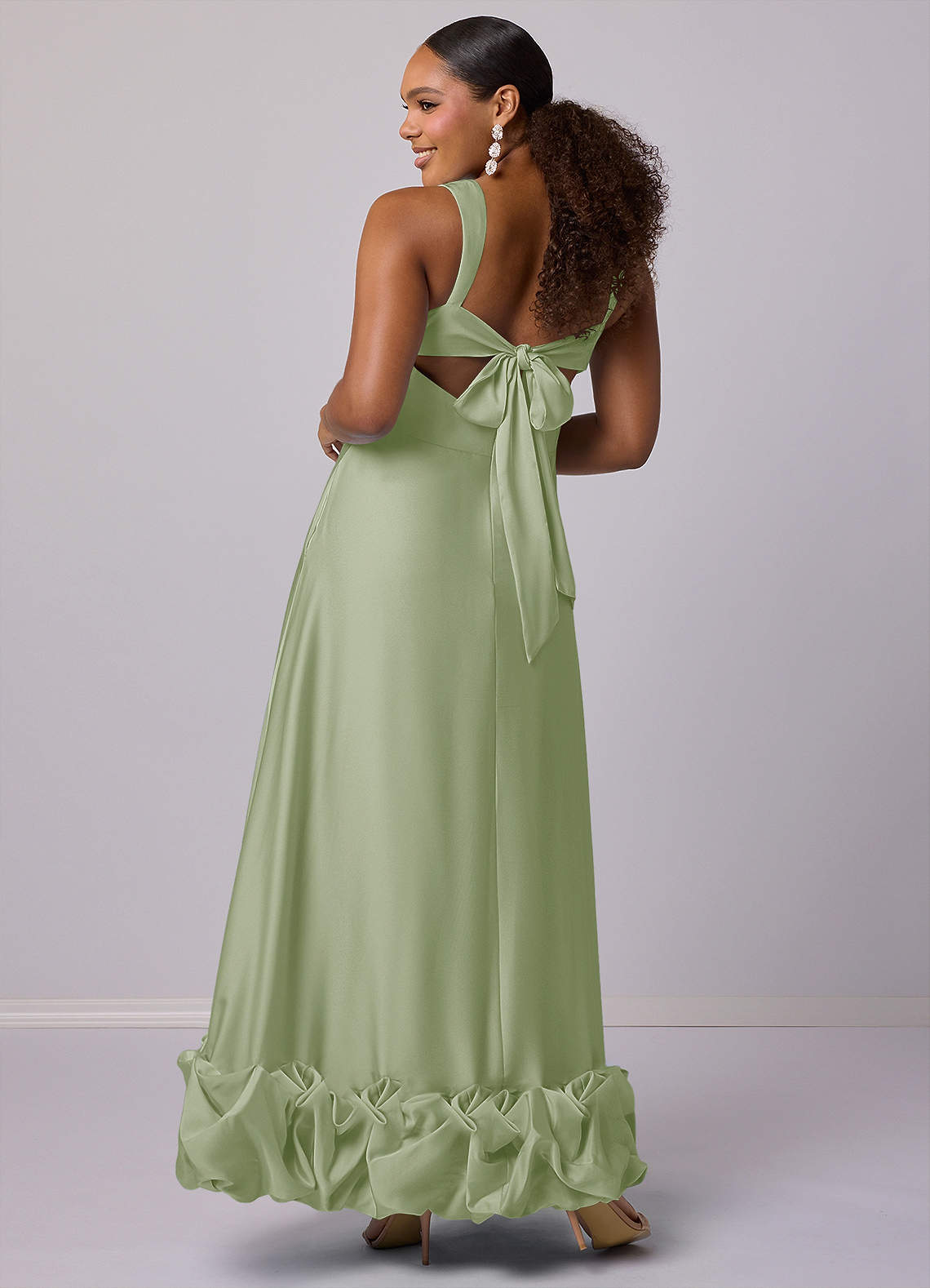 Barbie ♥ Azazie Bridesmaid Dresses A-Line Stretch Satin Ankle-Length Dress with Pockets image6