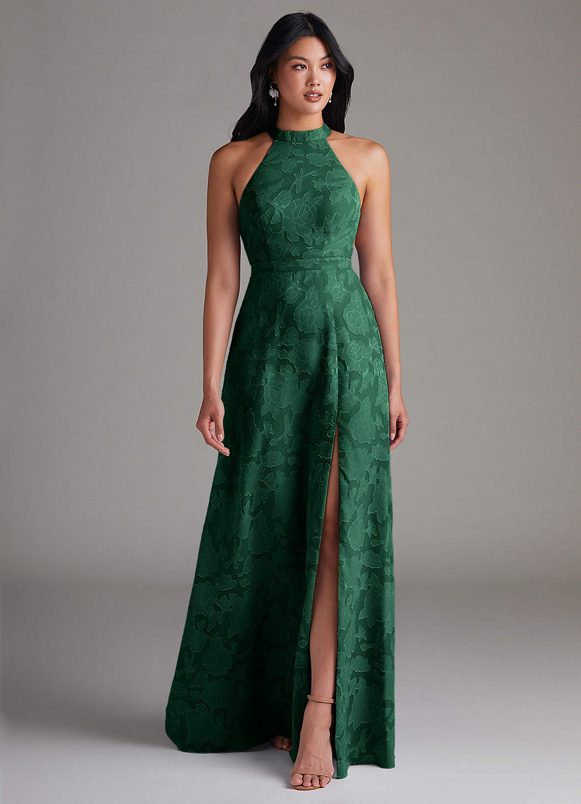 Azazie Clarice Dark Green Floral Burnout Bridesmaid Dresses | Azazie