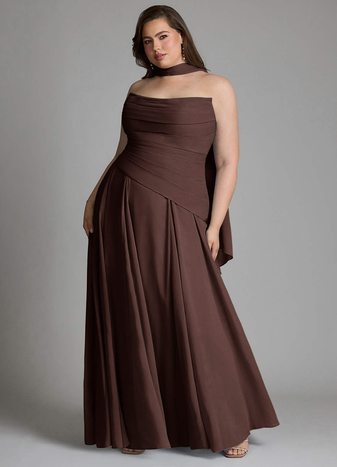 Azazie Gabriela Bridesmaid Dresses Ganache A-Line Corset Chiffon Dress image12