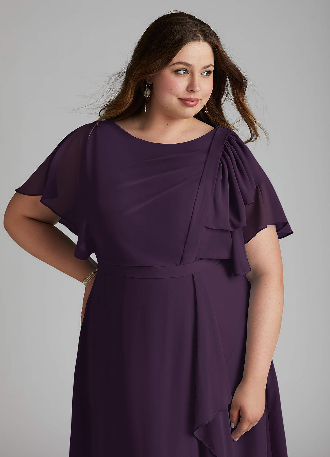 Azazie Aaliyah Modest Bridesmaid Dresses A-Line Scoop Pleated Chiffon Floor-Length Dress image20