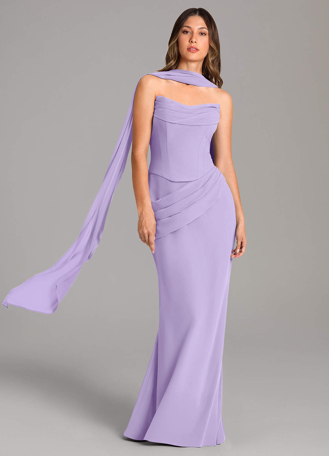Azazie Sorrel Bridesmaid Dresses Lilac Mermaid Corset Chiffon Dress image1