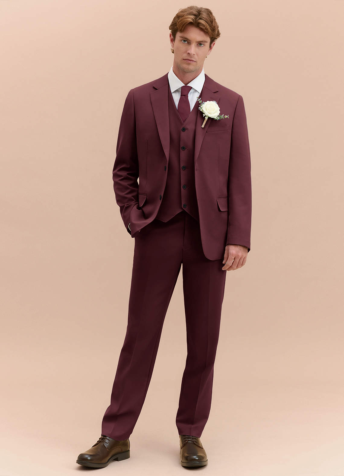 front James Cabernet Structured Stretch 3-piece suit