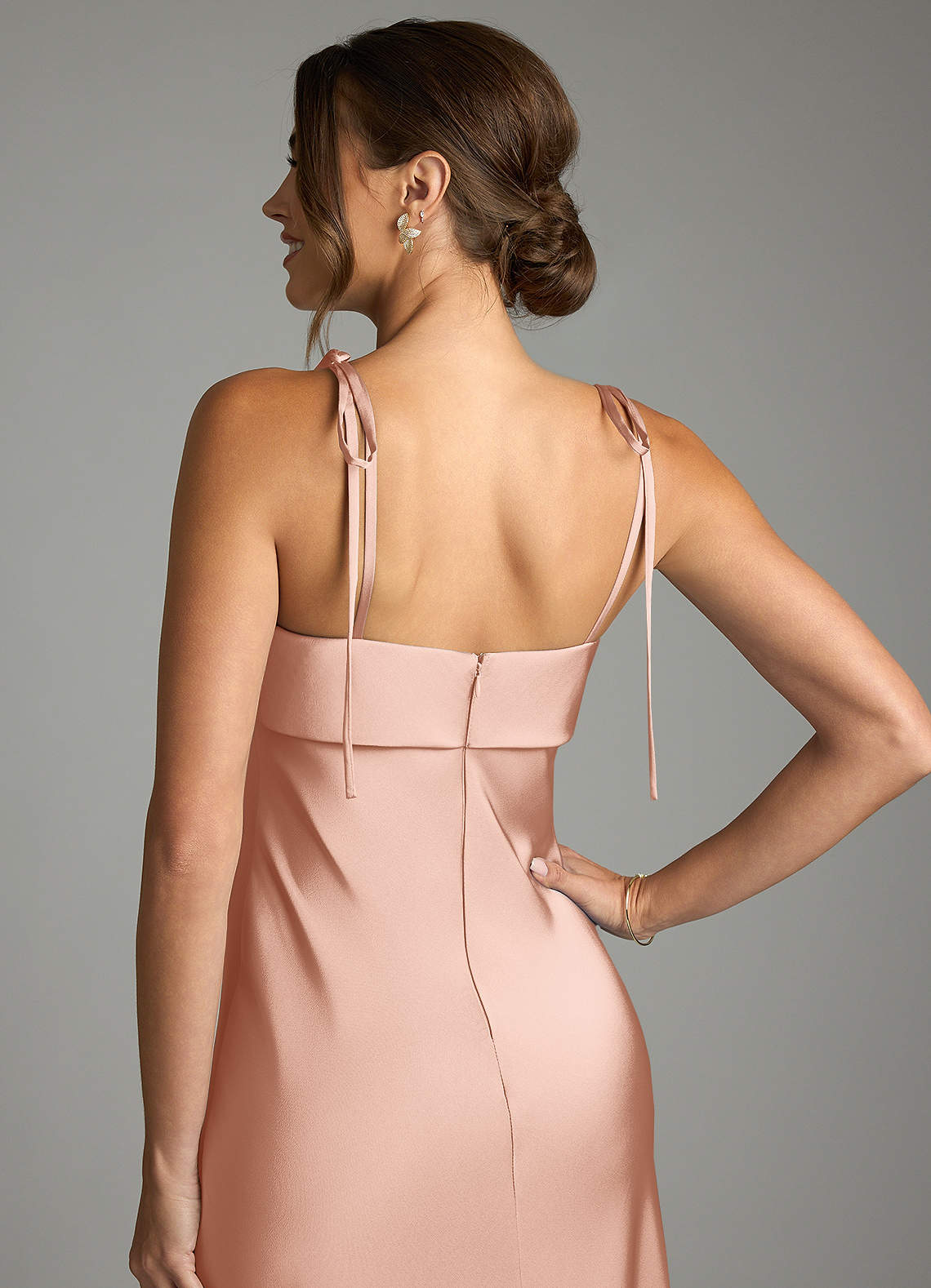 Azazie Sheath Straight Floor-Length Stretch Satin Bridesmaid Dresses - Rose Gold Azazie Sheath Straight Floor-Length Stretch Satin Bridesmaid Dresses - Rose Gold