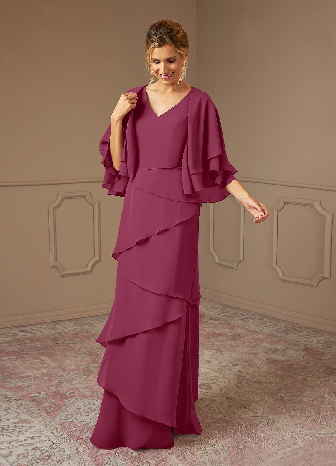 Azazie OHara Mulberry A-Line V-Neck Chiffon Dress Mother of the Bride ...