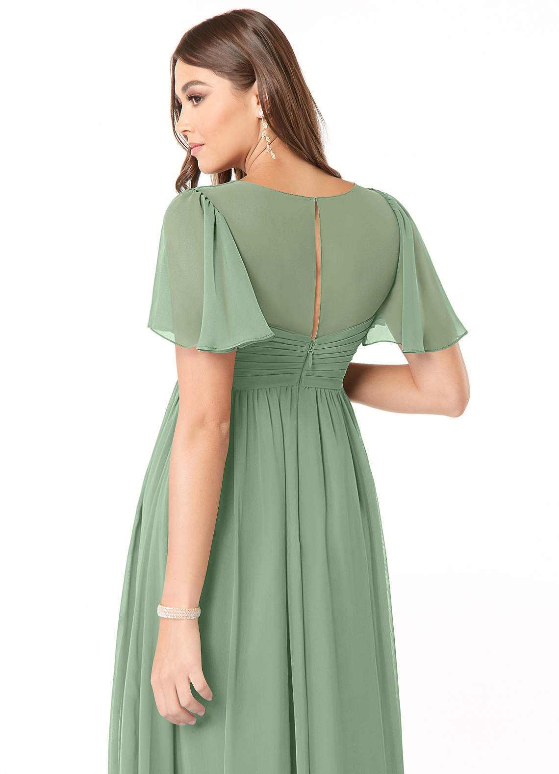 Azazie Verna Maternity Bridesmaid Dresses A-Line V-Neck Ruched Chiffon Floor-Length Dress image5