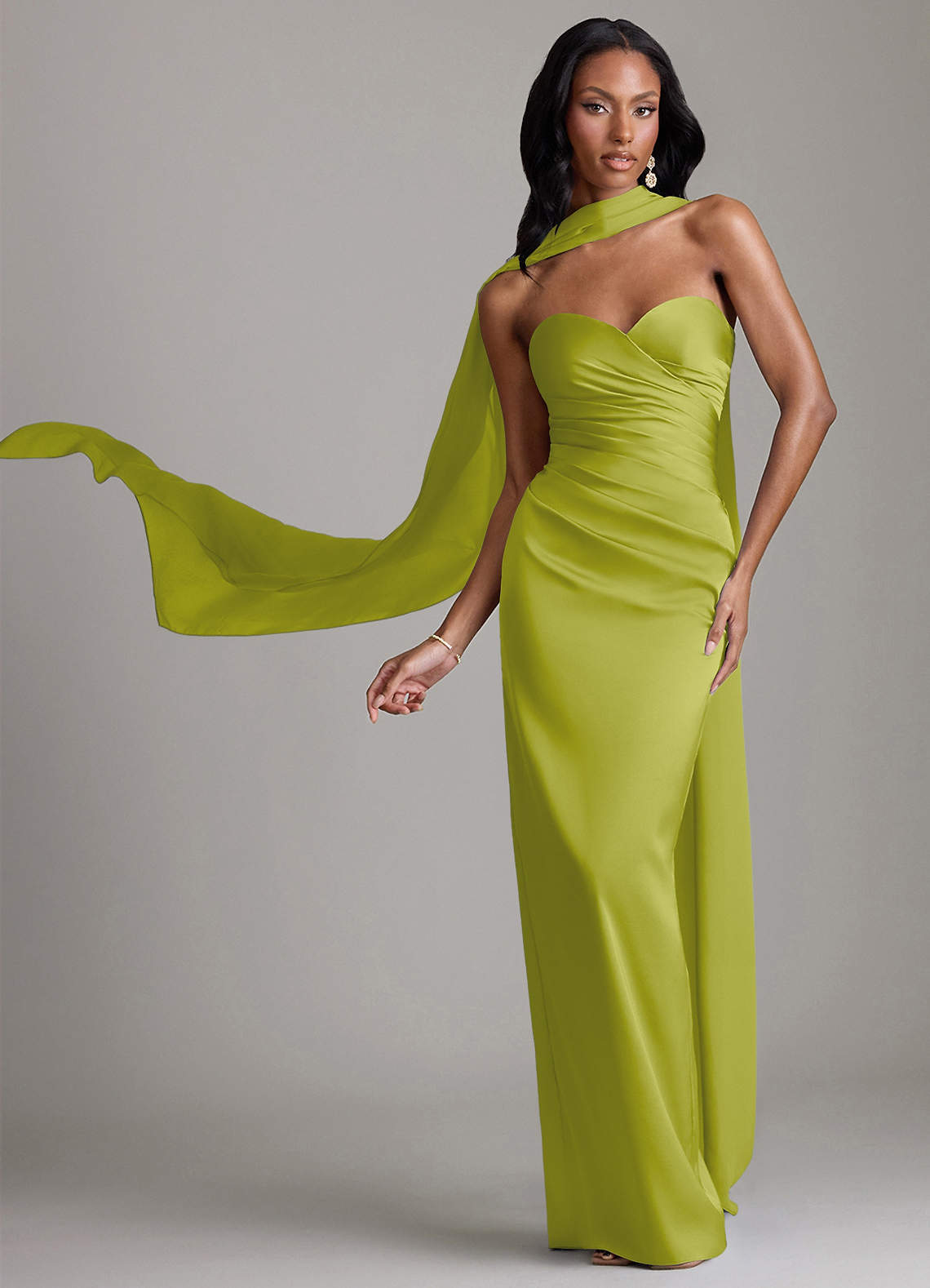 Azazie Sonora Lemongrass Stretch Satin Bridesmaid Dresses | Azazie