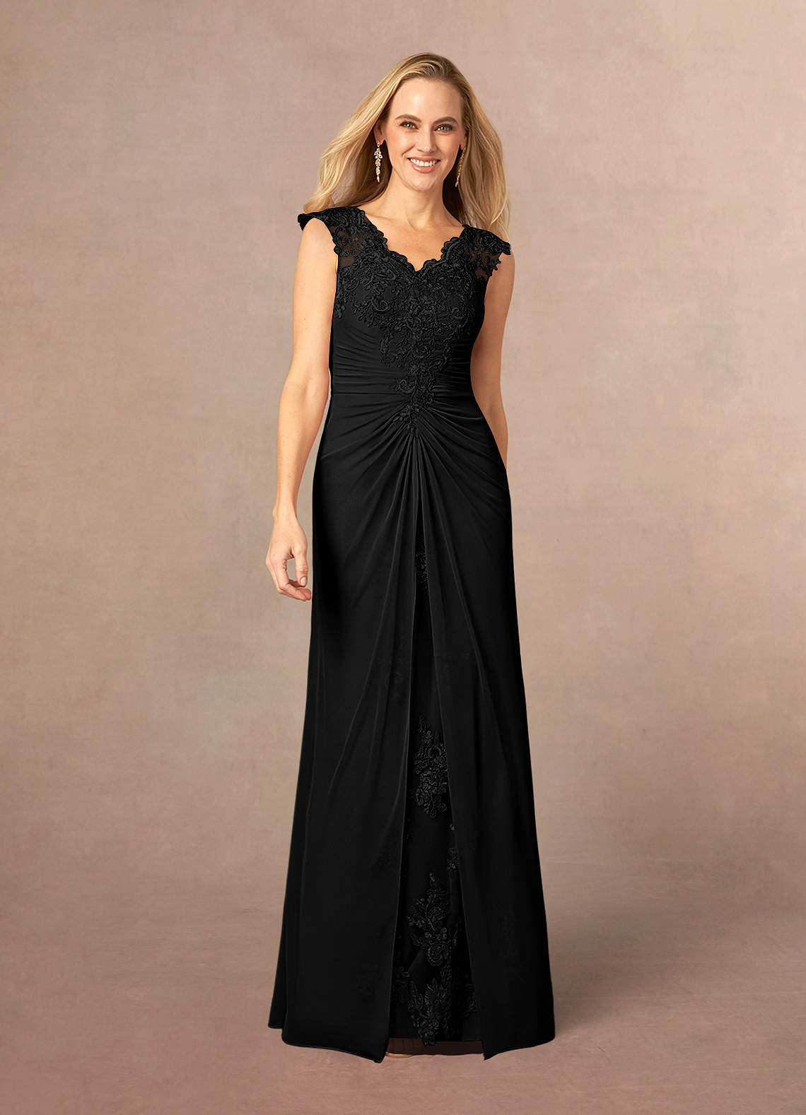 Azazie Jovie Abiti per la Madre della Sposa Abito A-Line in Pizzo Nero image1