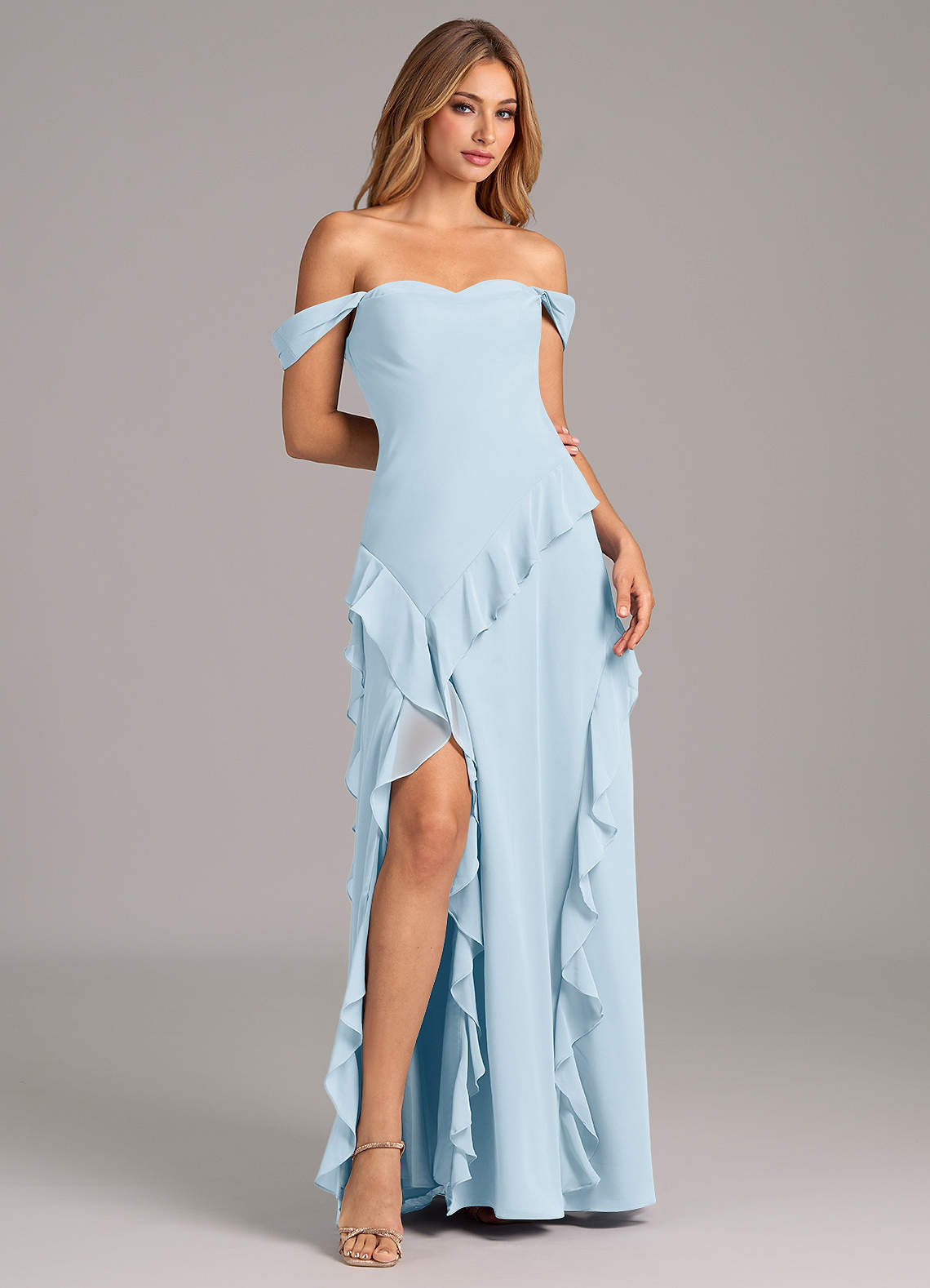 Azazie Sloane Bridesmaid Dresses Sky Blue A-Line Sweetheart Neckline Chiffon Dress image3