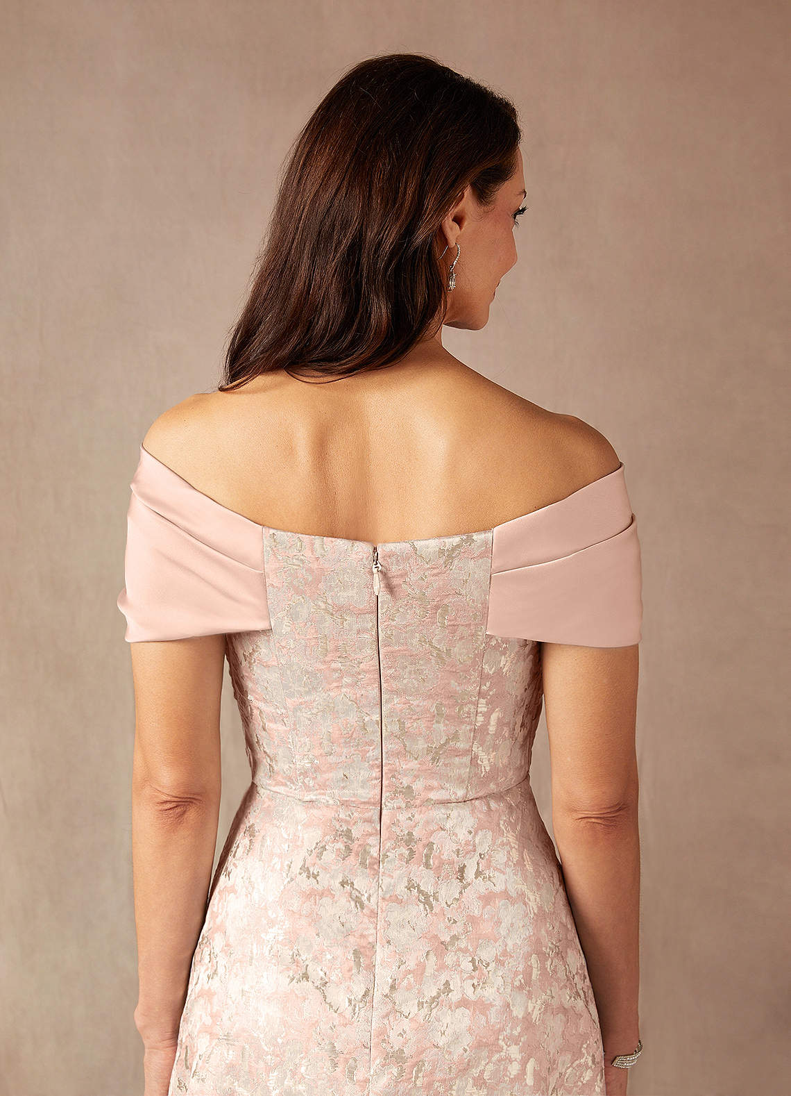 Azazie Amelia Dusty Rose A-Line Off the Shoulder Jacquard Dress