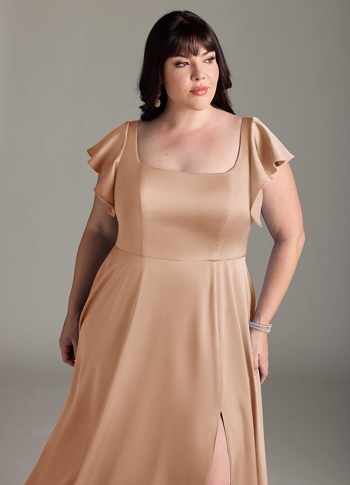 Azazie Bondi Bridesmaid Dresses English Rose A-Line Bow Stretch Satin Dress image10