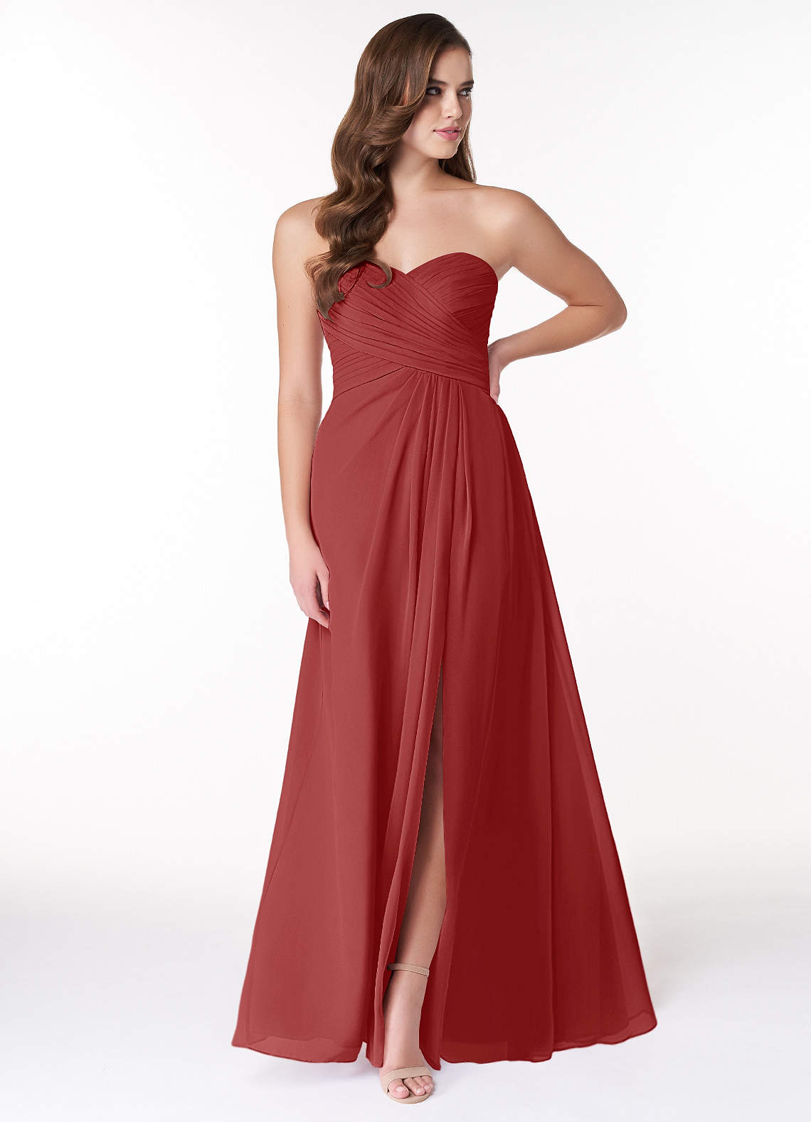 Azazie Arabella Allure Bridesmaid Dresses Rust A-Line Sweetheart Neckline Chiffon Convertible Dress image1