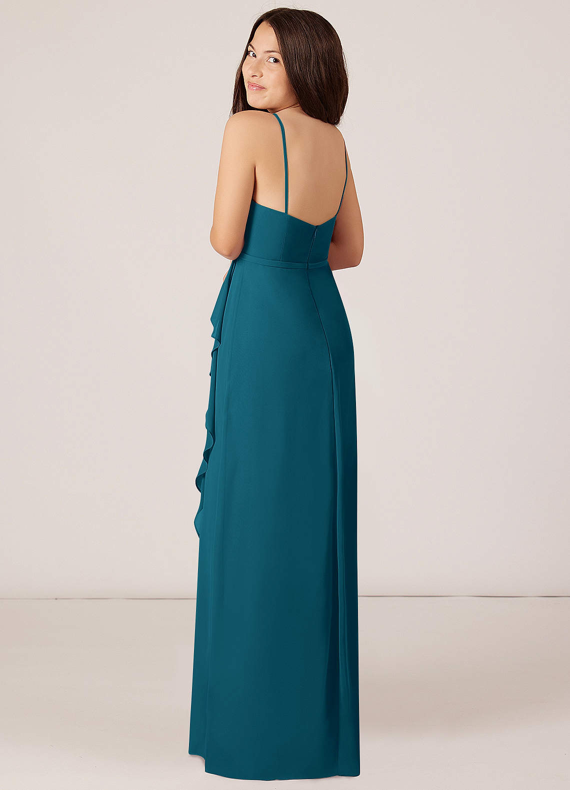 turquoise junior bridesmaid dresses Halter Floor-Length Chiffon Junior Bridesmaid Dress, Dusty_Blue main image 0