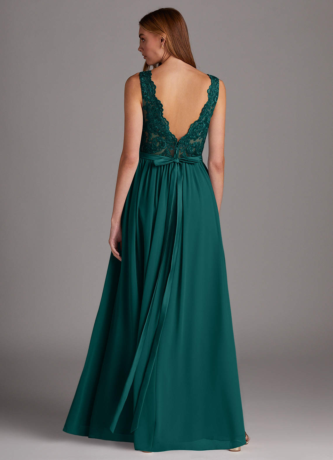 Azazie A-Line Scoop Neck Floor-Length Chiffon Bridesmaid Dresses - Peacock Azazie A-Line Scoop Neck Floor-Length Chiffon Bridesmaid Dresses - Peacock