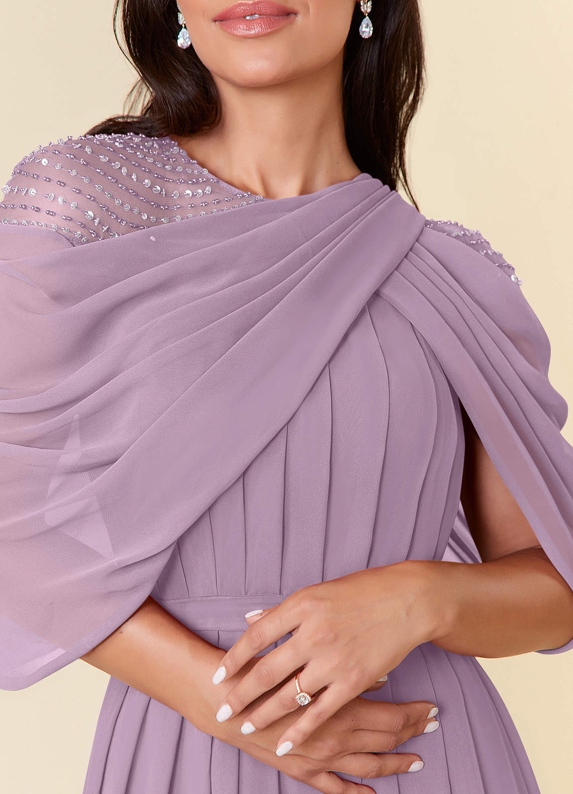 A-Line Ruched Chiffon Asymmetrical Dress Wisteria