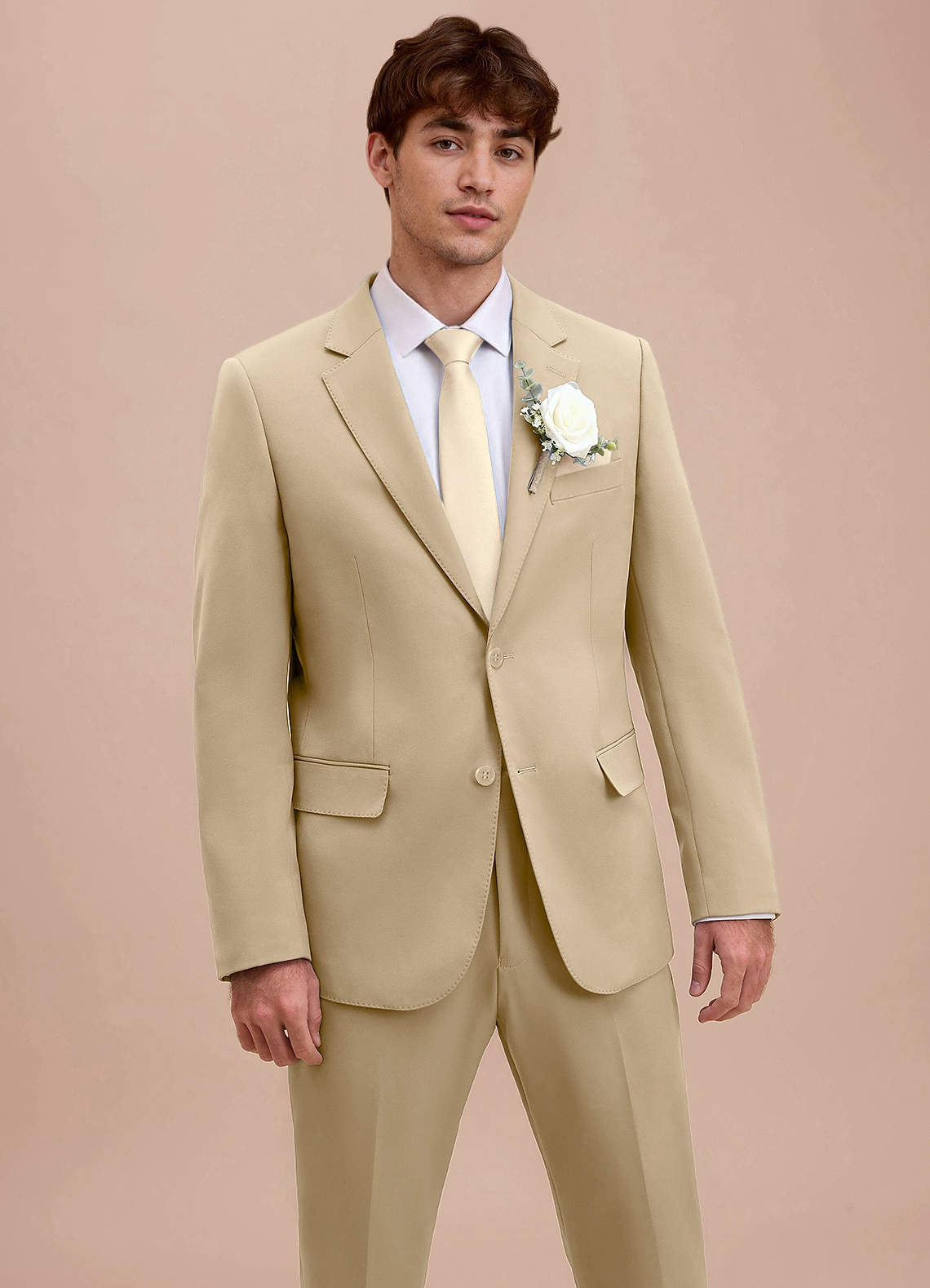 front Ethan Champagne Refined Weave Performance Suit