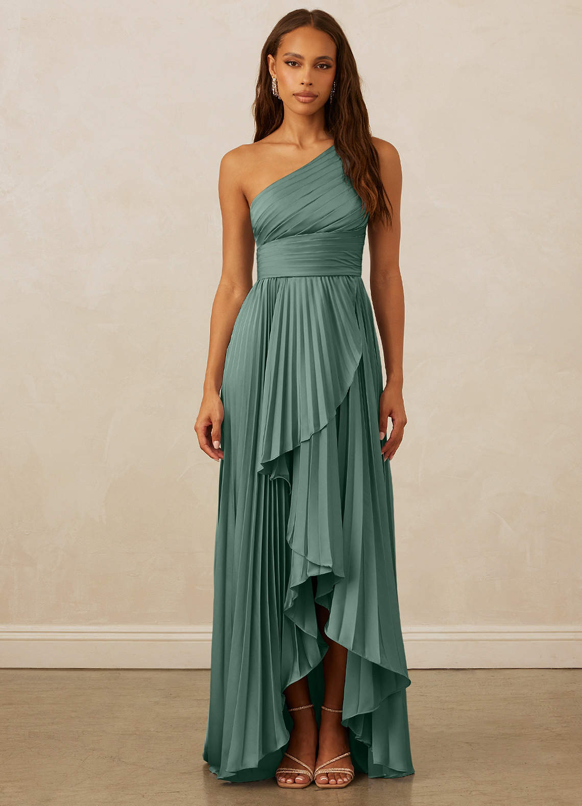 Christian Siriano Bridal for Azazie 1008 Brautjungfernkleider A-Linie One-Shoulder Stretch-Satin Kleid Eukalyptus image1