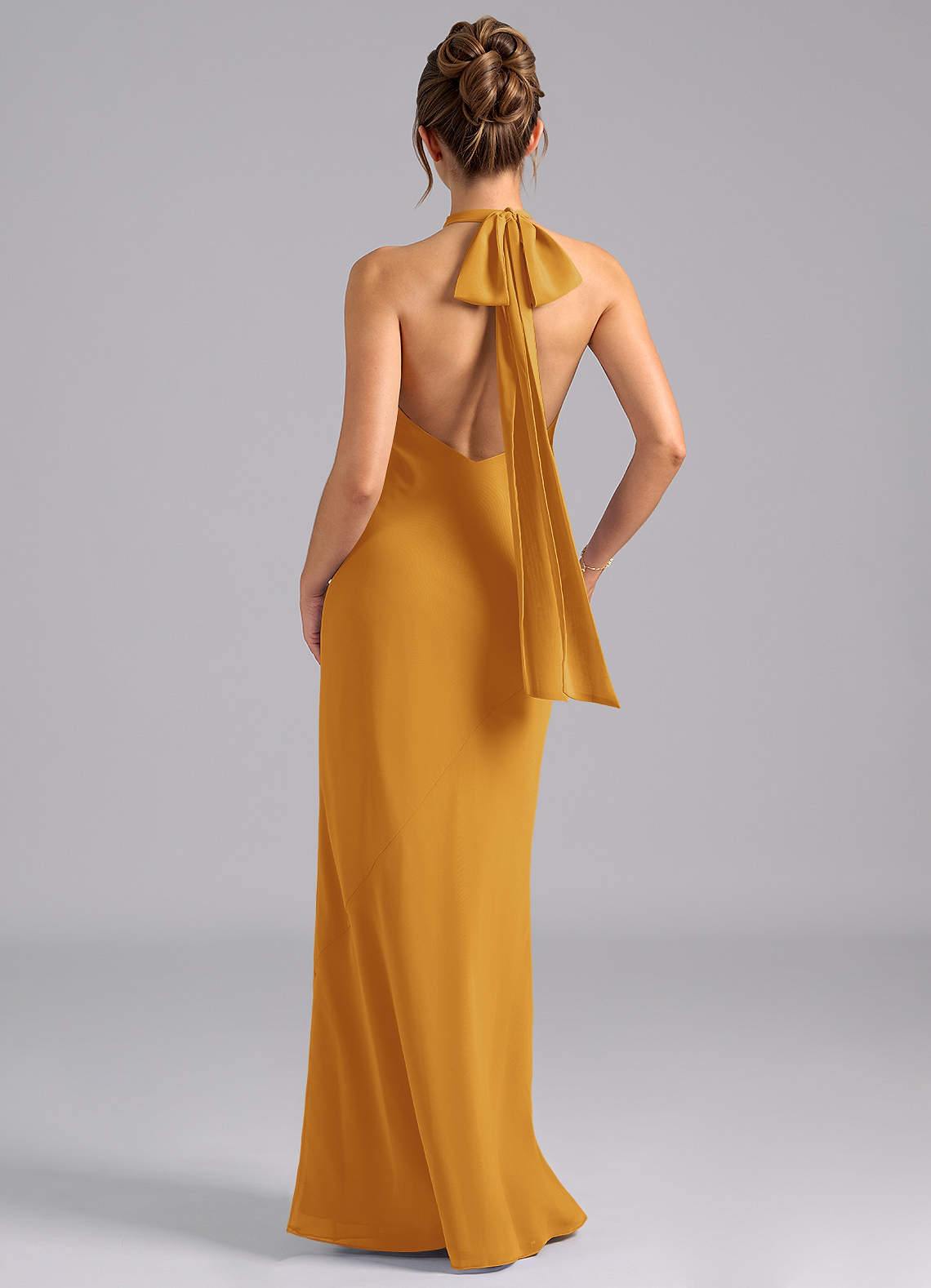 Azazie Velli Brudepigekjoler Havfrue Høj hals Chiffon Gulv-længde Kjole image1