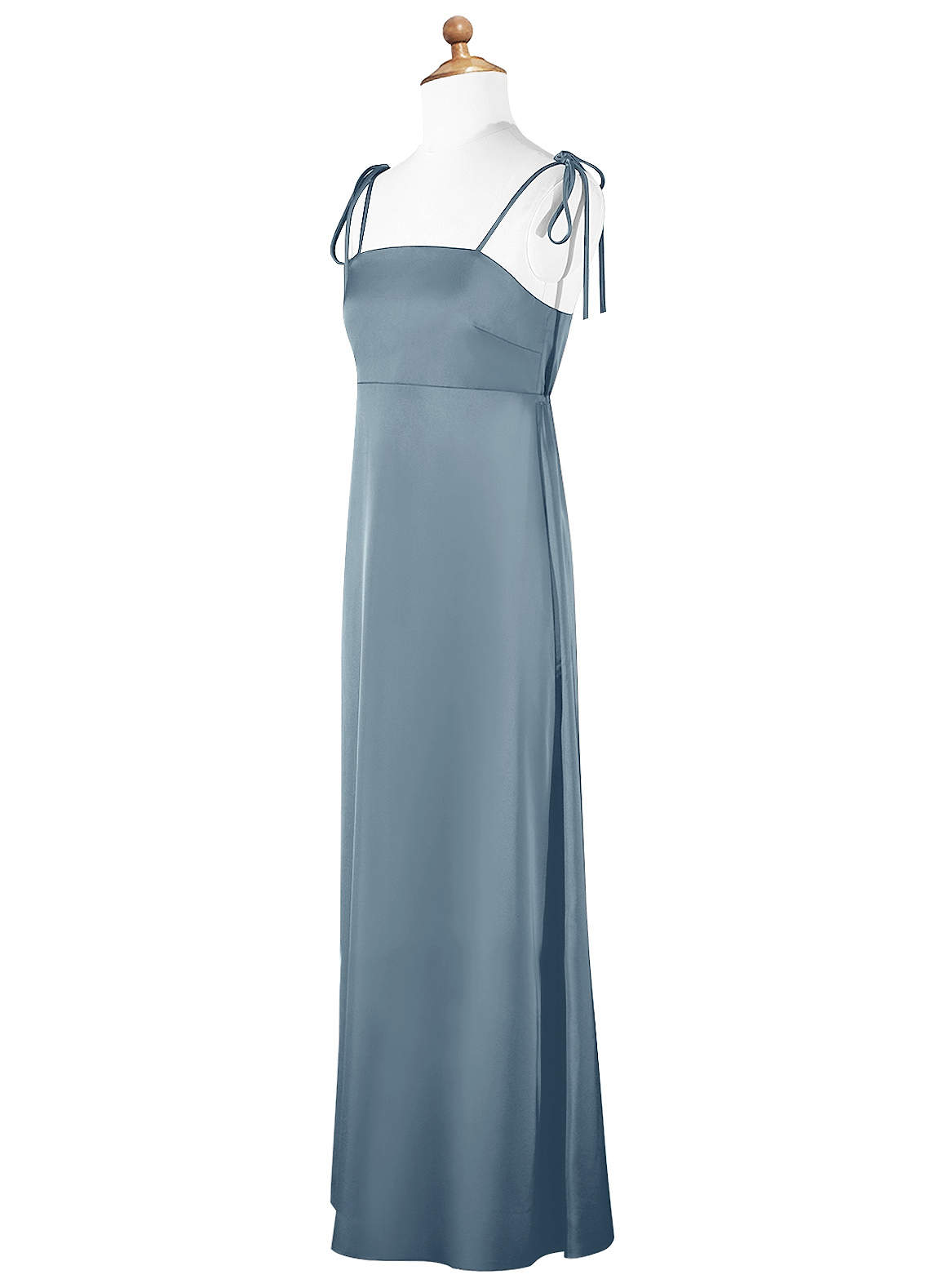 Azazie Violeta A-Line Bow Stretch Satin Floor-Length Junior Bridesmaid Dress image1