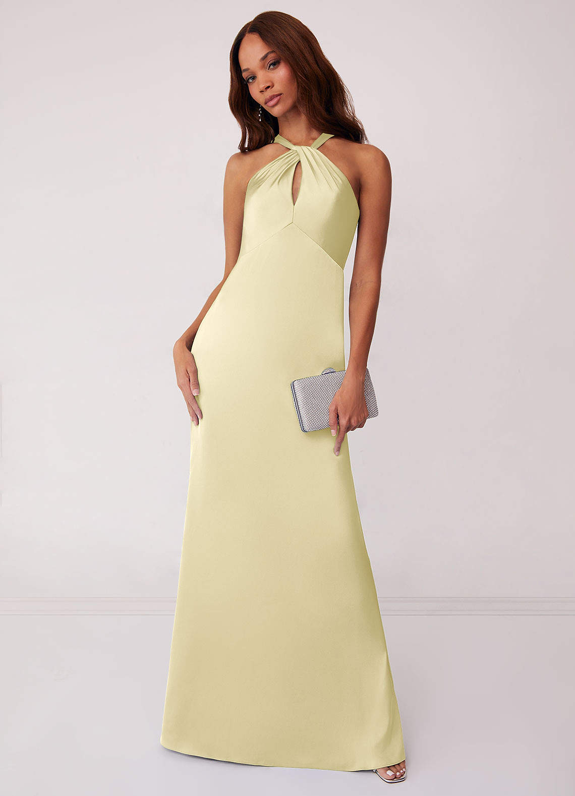 Barbie ♥ Azazie Robes de demoiselle d'honneur Robe Fourreau en Satin extensible Sorbet Citron image1