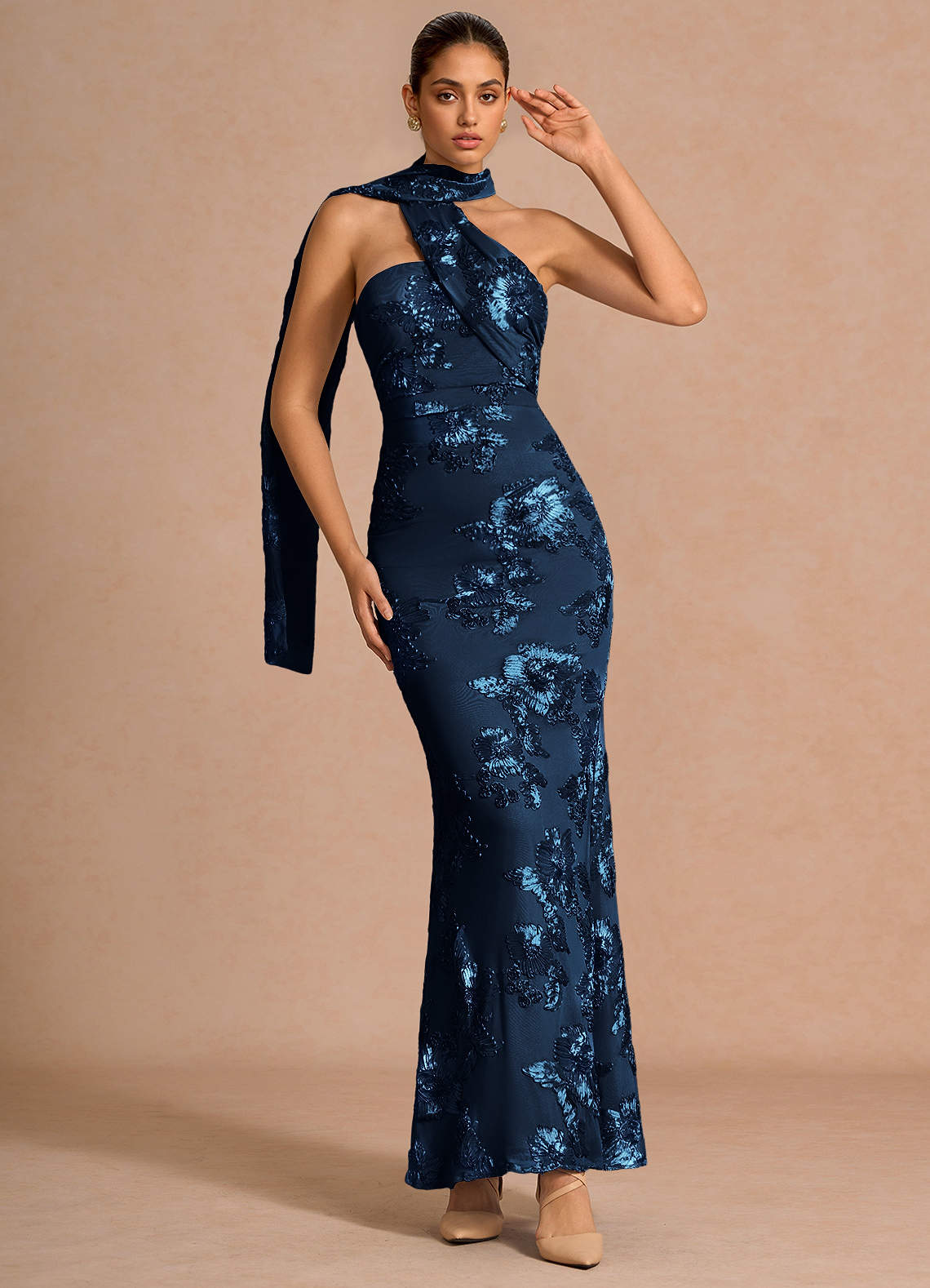 fortune maxi dress Azazie Coco 3D Flowers Sleeveless Sheath Evening Dress / Gown