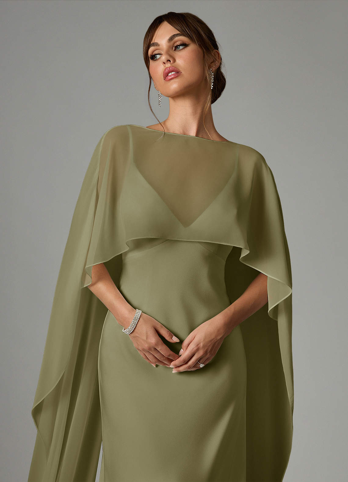 Azazie Stefania Bridesmaid Dresses Pistachio A-Line Stretch Satin Dress image4