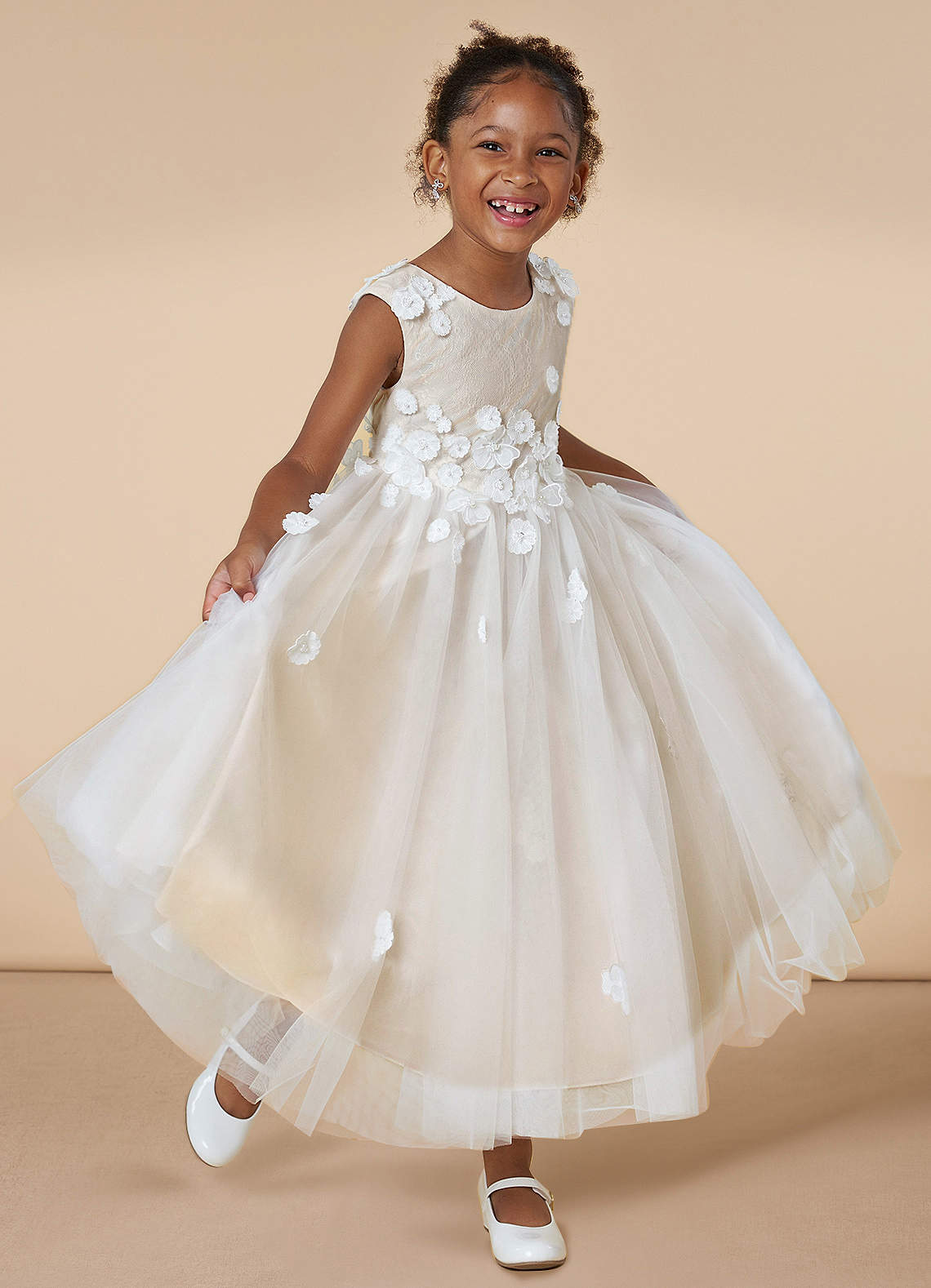 Nude flower girl dress hotsell