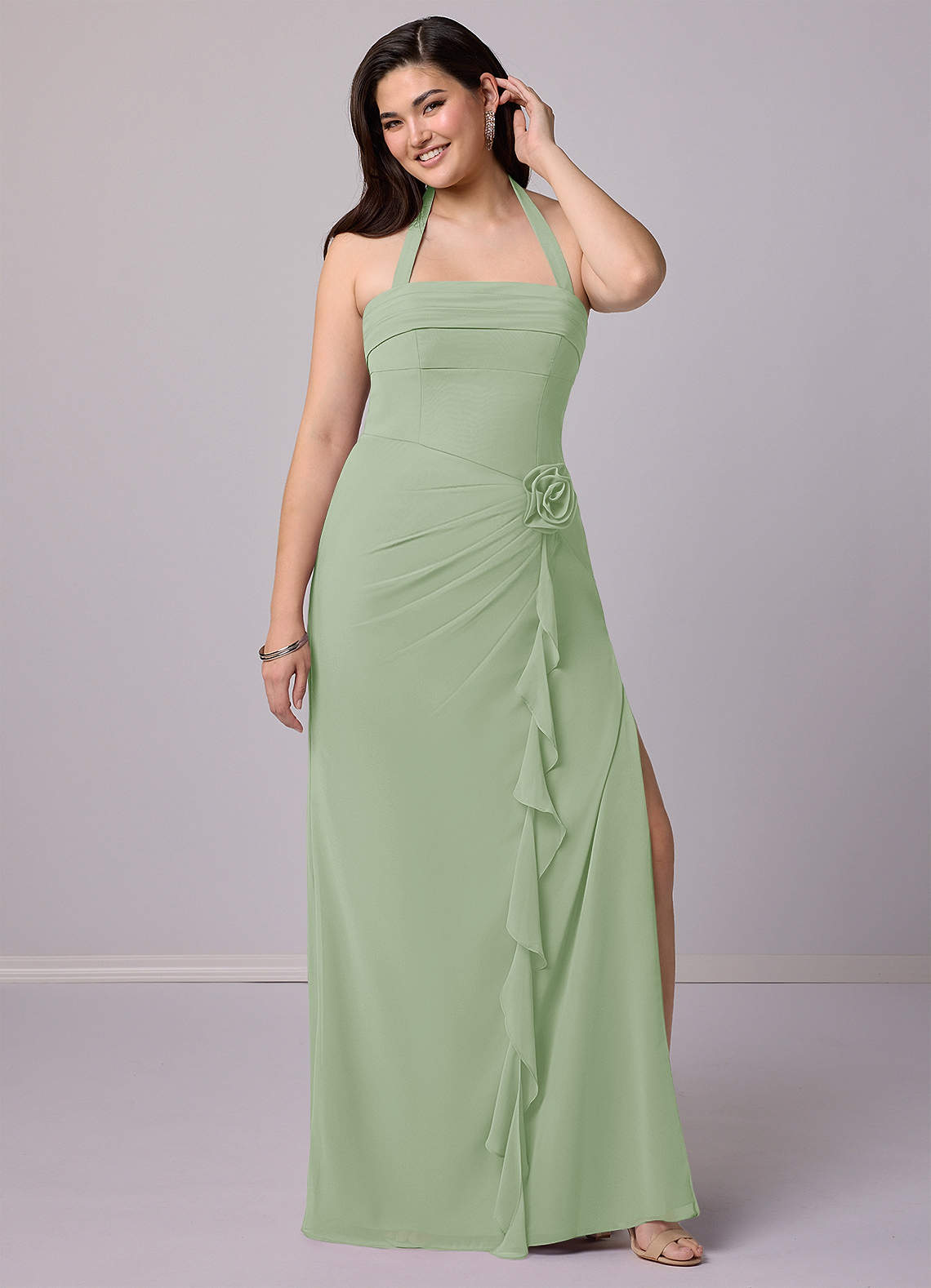 Barbie ♥ Azazie Bridesmaid Dresses Sheath Strapless Chiffon Floor-Length Dress image11
