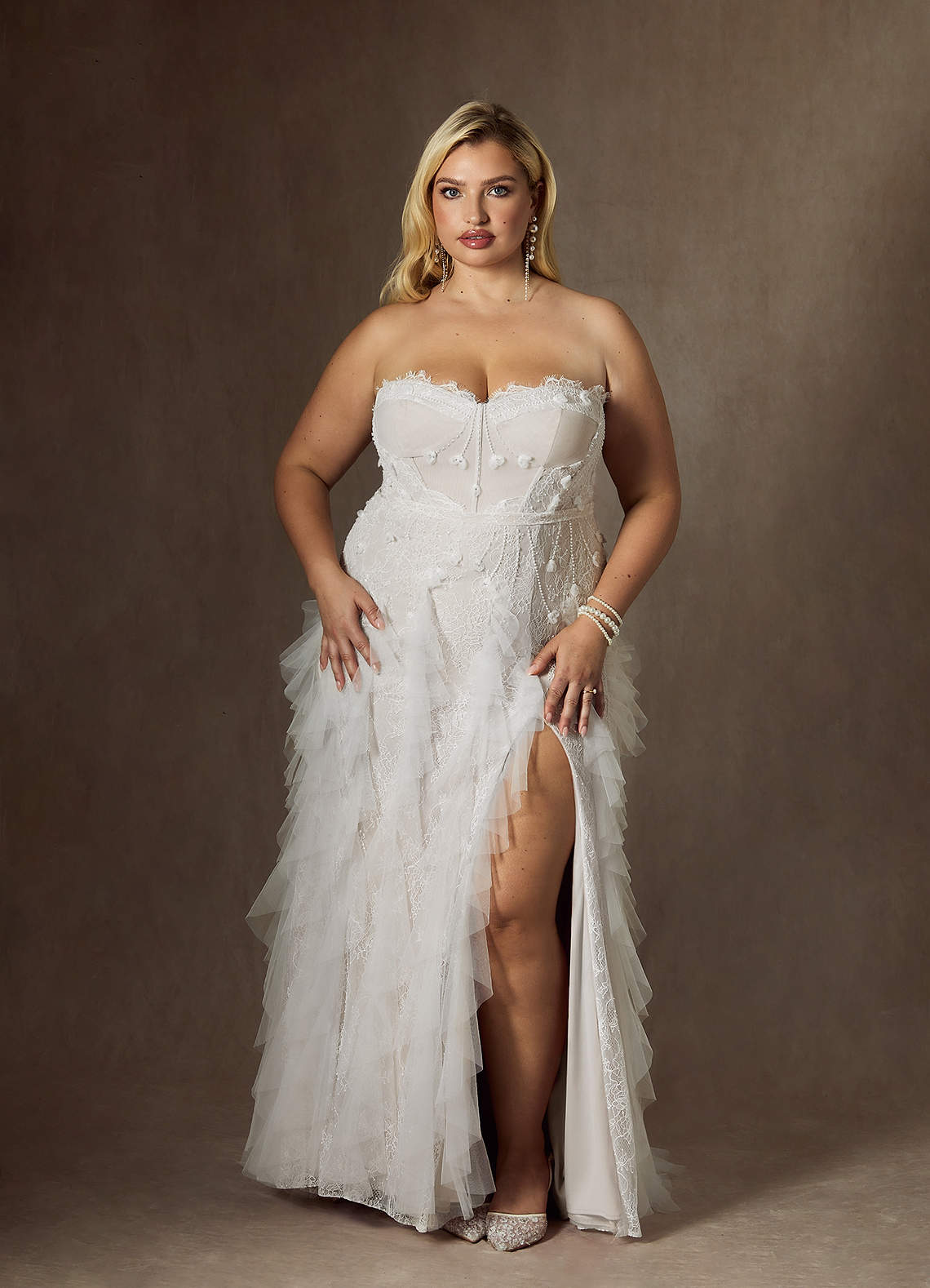 Azazie Ceresia Wedding Dresses Diamond White Sheath Sequins Tulle Dress image1