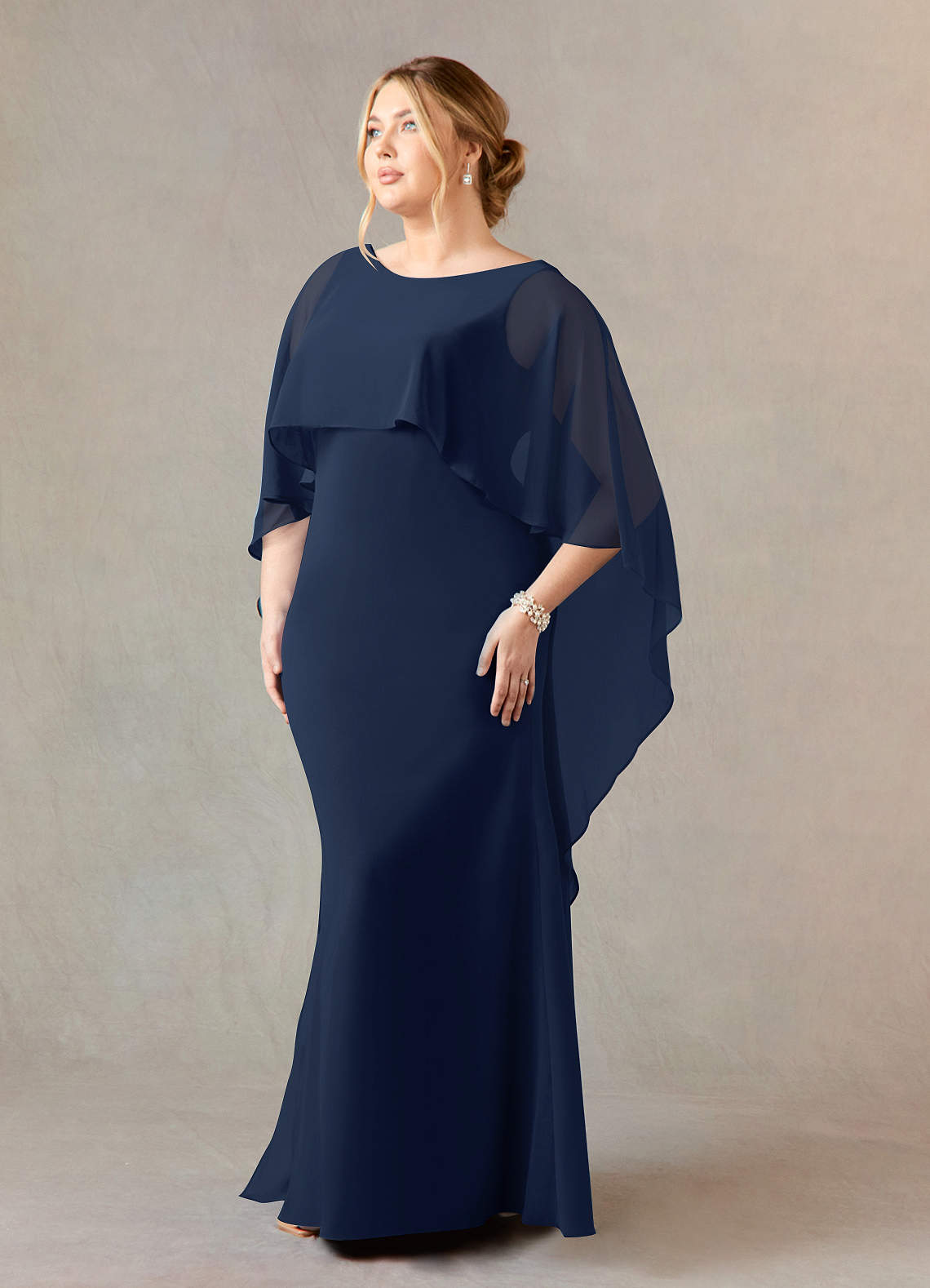 Azazie Dion Mother of the Bride Dresses Dark Navy Sheath Scoop Stretch Crepe Dress image10