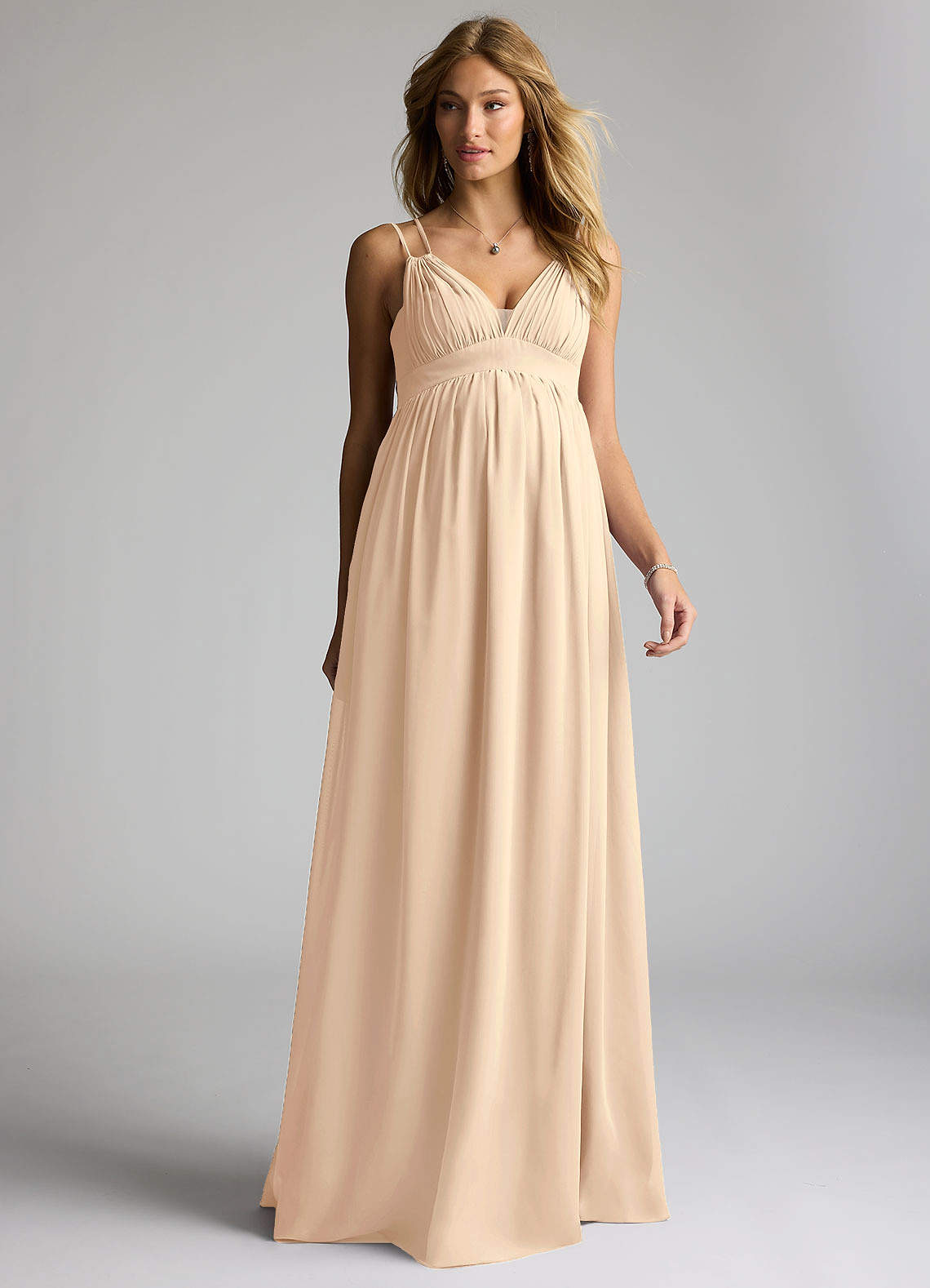 Azazie Emree Maternity Bridesmaid Dresses A-Line Chiffon Floor-Length Dress image1
