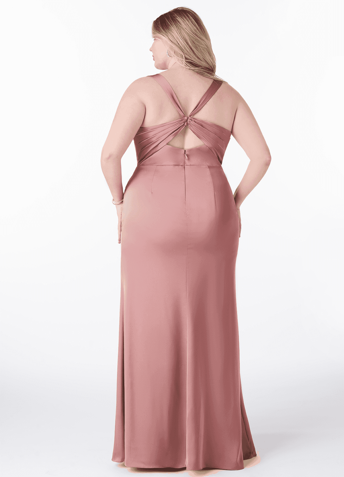 Azazie Mero Bridesmaid Dresses Dusty Rose Sheath Pleated Stretch Satin Dress image7