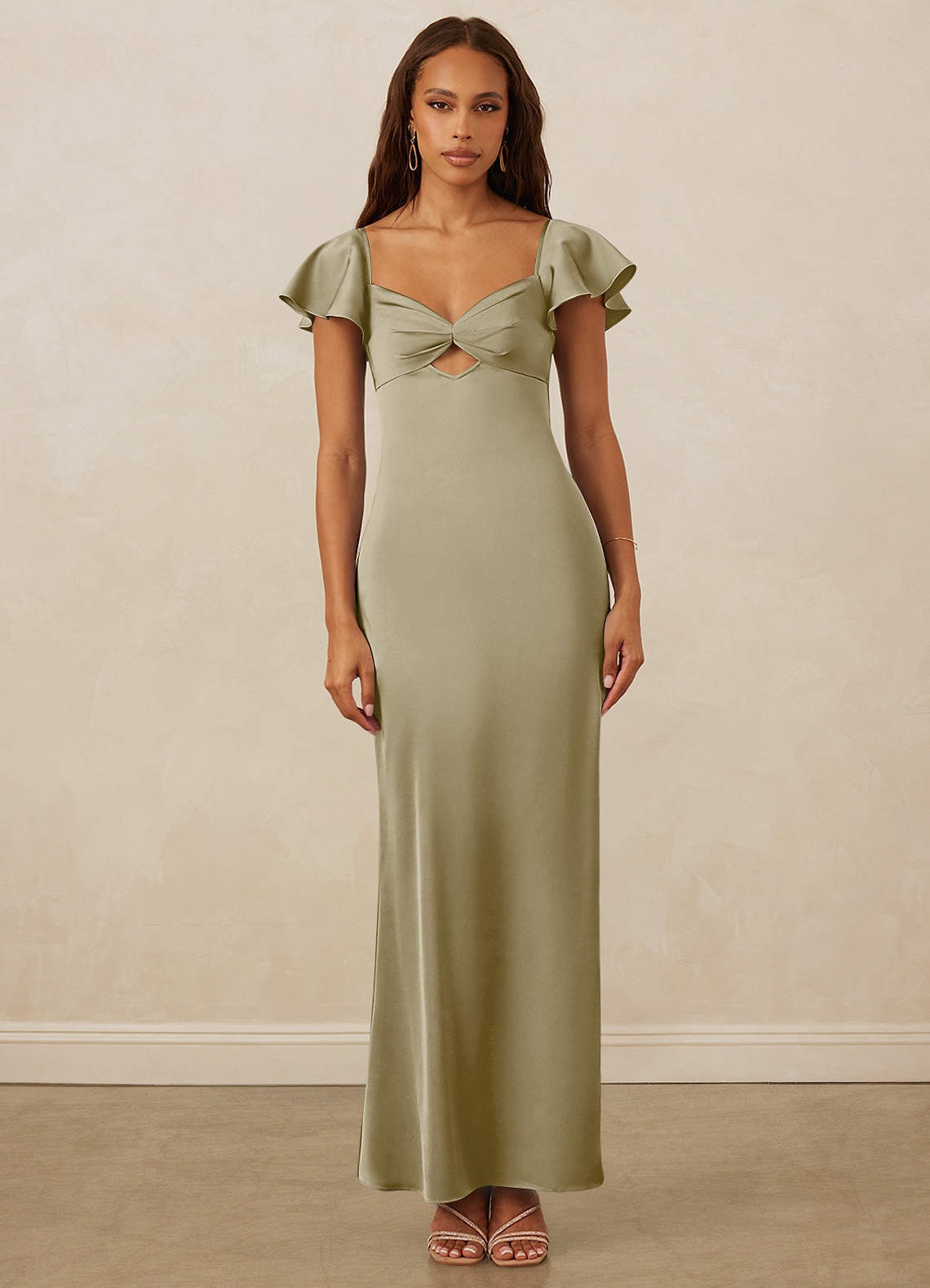Christian Siriano Bridal for Azazie 1005 Bridesmaid Dresses Moss Green Sheath Sweetheart Neckline Stretch Satin Dress image1