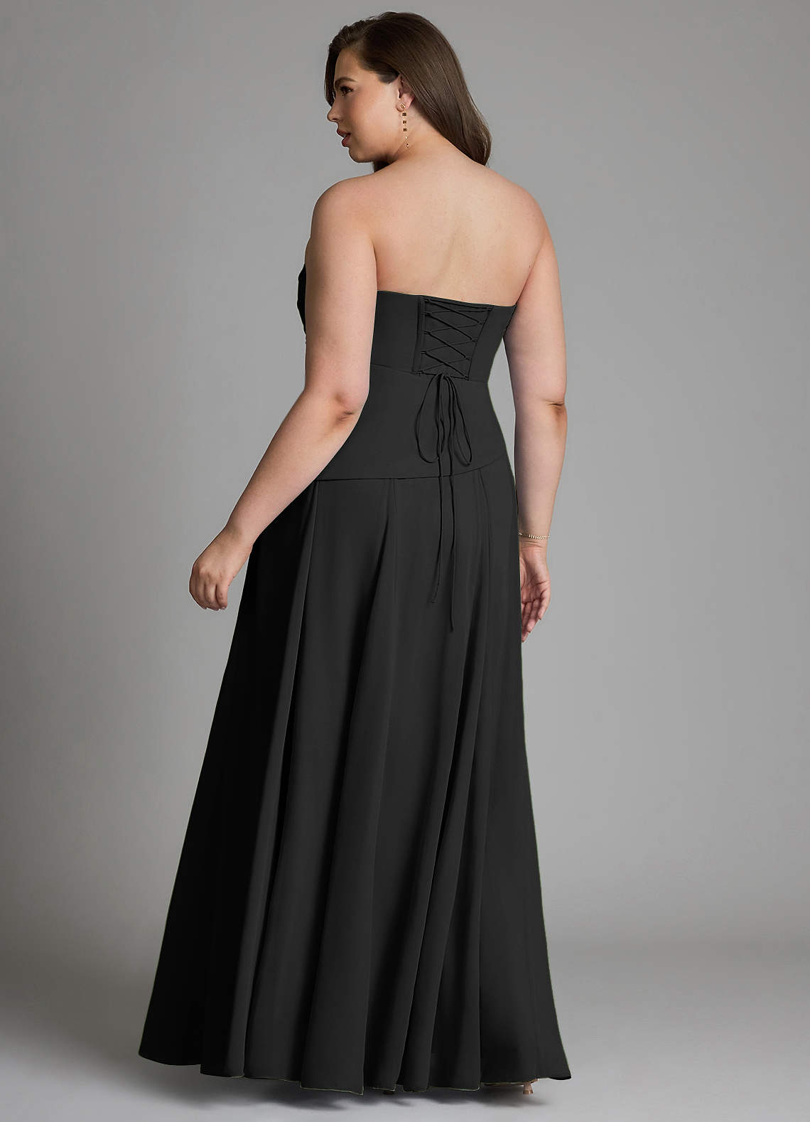 Azazie Gabriela Bridesmaid Dresses Black A-Line Corset Chiffon Dress image19