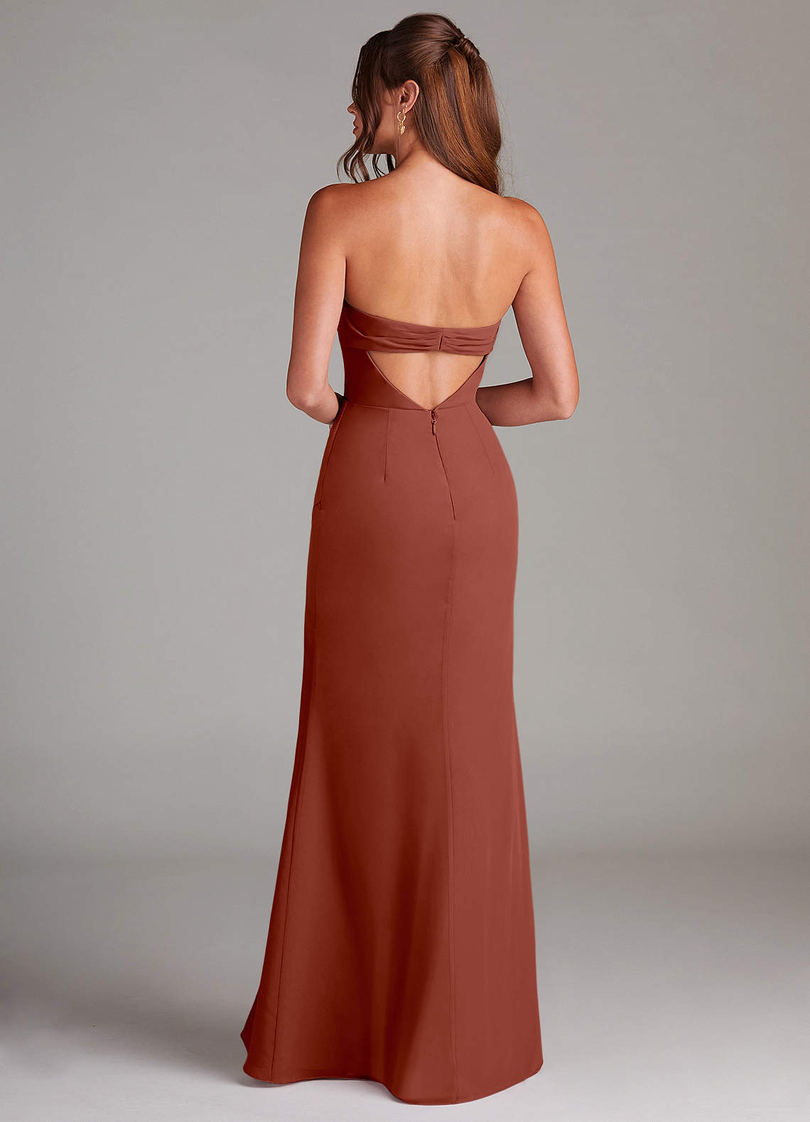 Azazie Leonis Bridesmaid Dresses Auburn Sheath Strapless Chiffon Convertible Dress image4