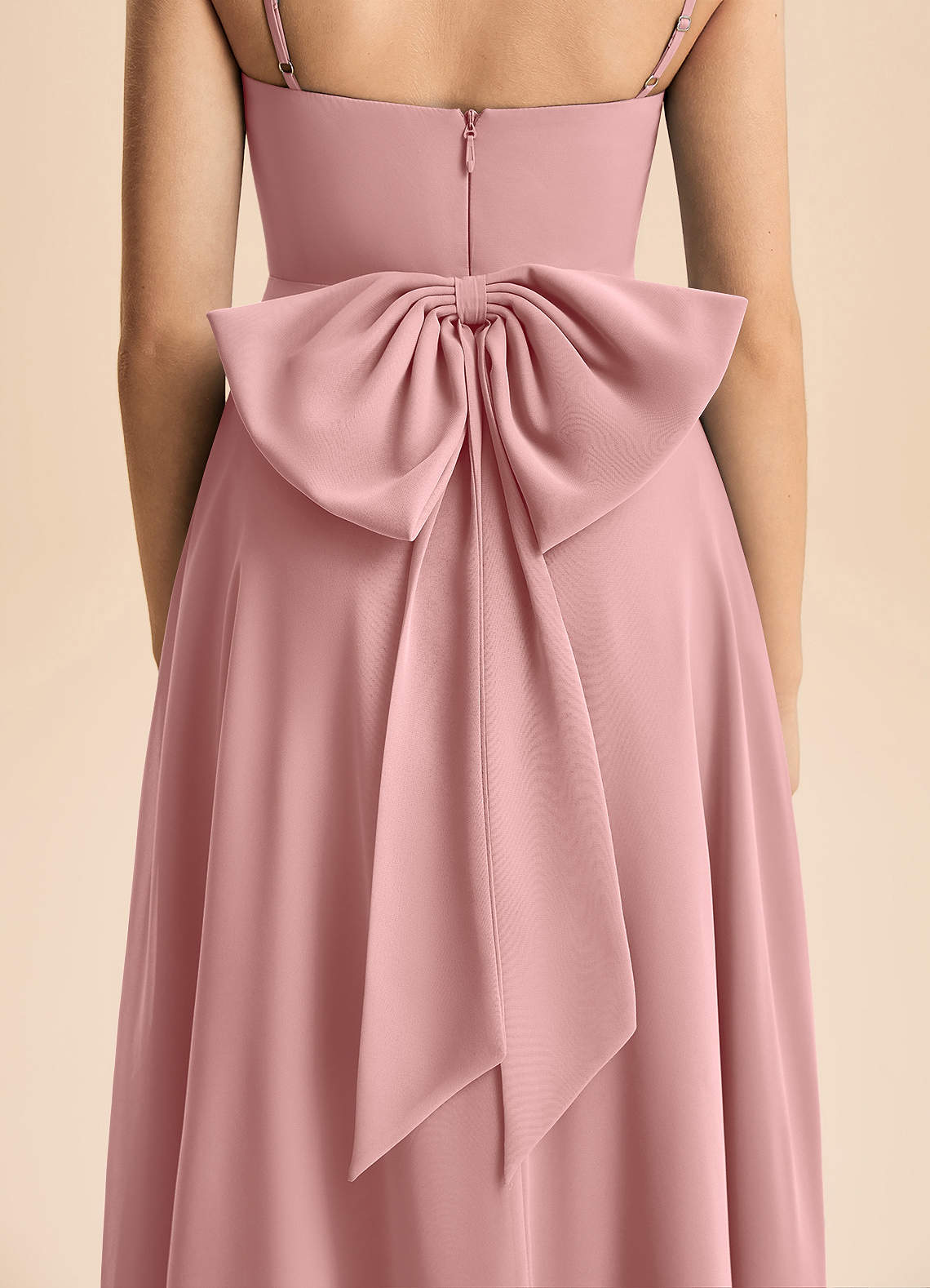 Azazie Bear Junior Dusty Rose A-Line Pleated Chiffon Dress image6