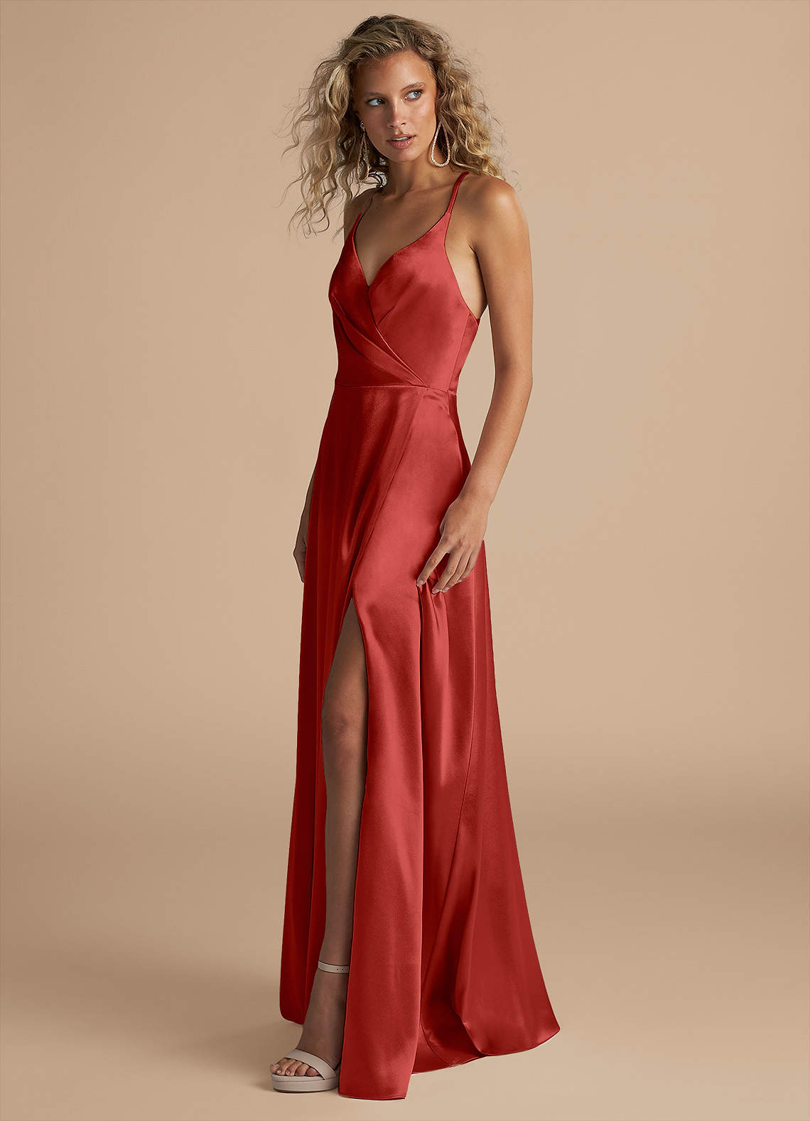 Azazie Davis Ready to Ship Rust Metallic Satin Bridesmaid Dresses | Azazie Azazie Davis Ready to Ship Rust Metallic Satin Bridesmaid Dresses | Azazie