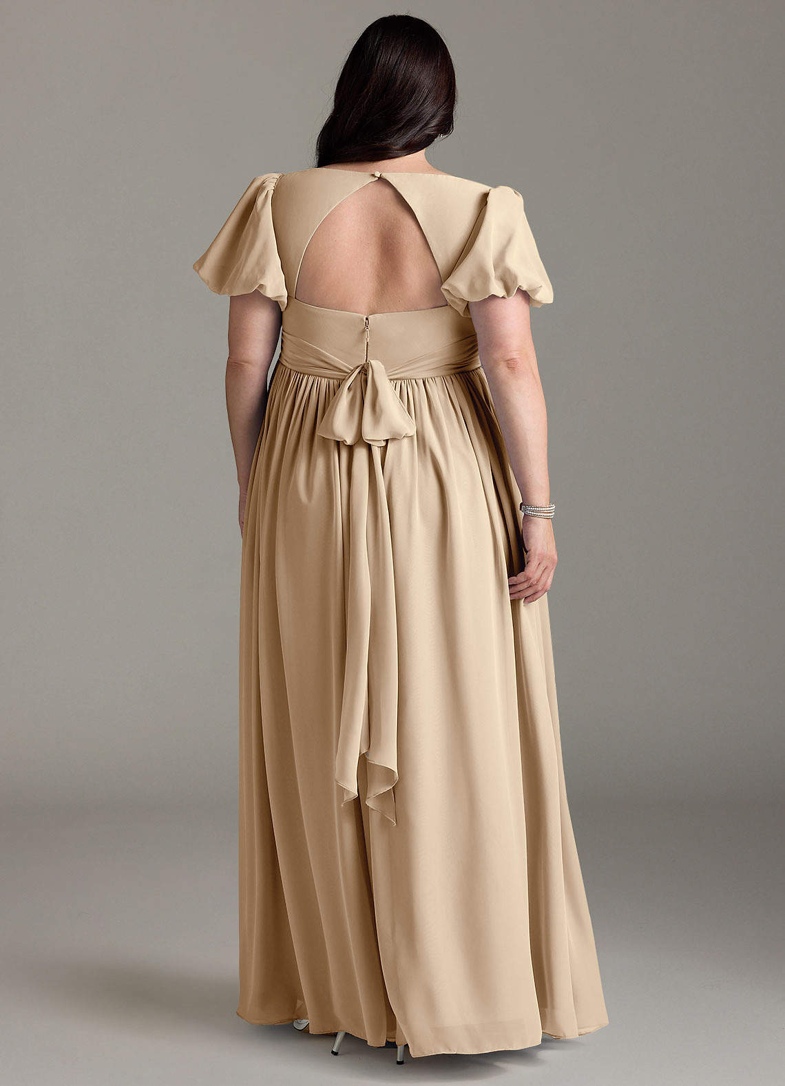 Azazie Madisynn Robes de demoiselle d'honneur de maternité Robe Arc Longueur ras du sol Mousseline de soie image5