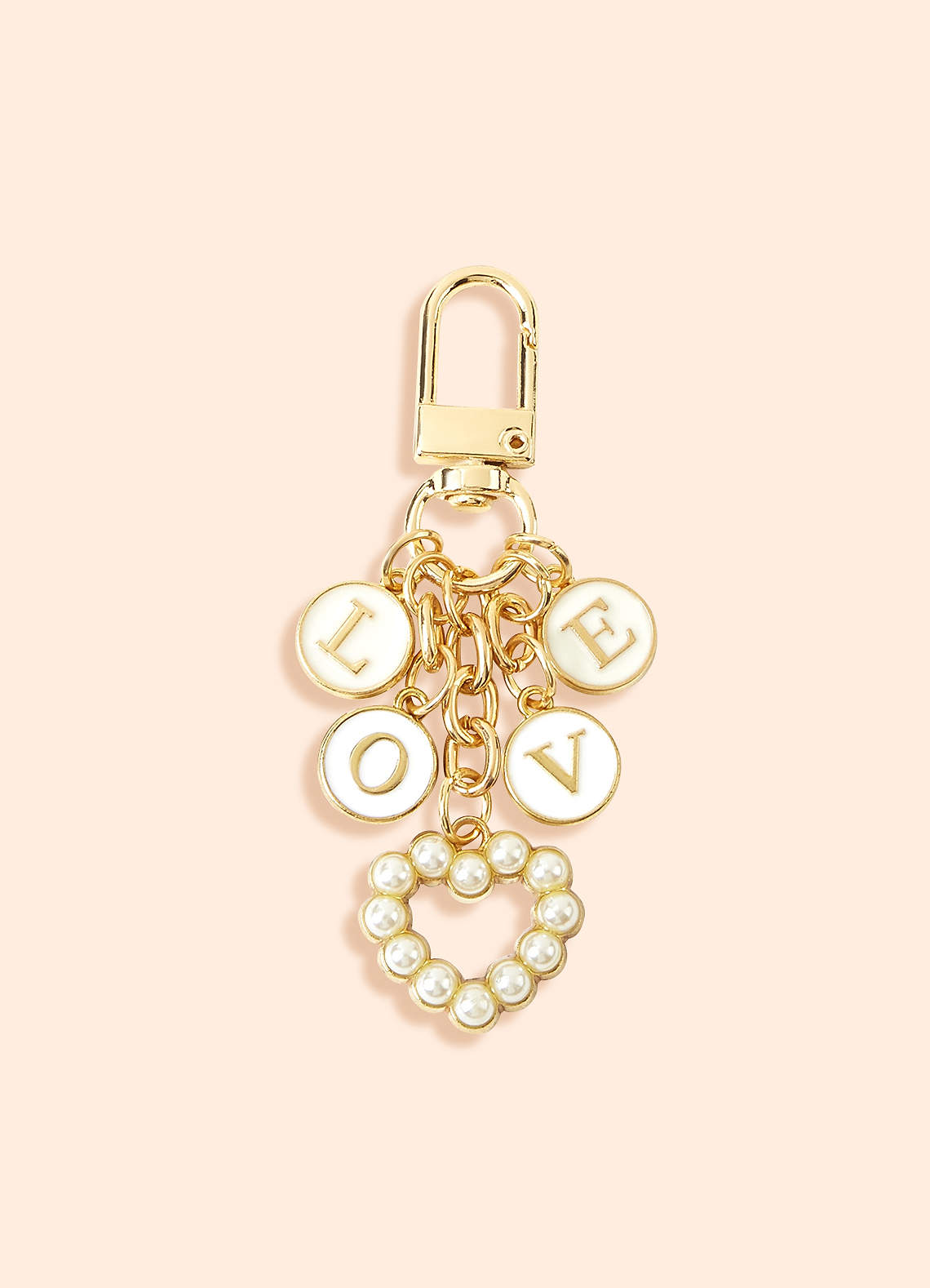 front Personalized Charm Letter Keychain