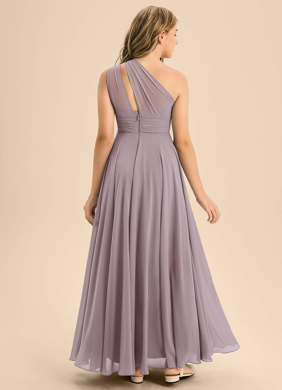 Azazie Charlize Junior Sky Blue A-Line Pleated Chiffon Dress image1
