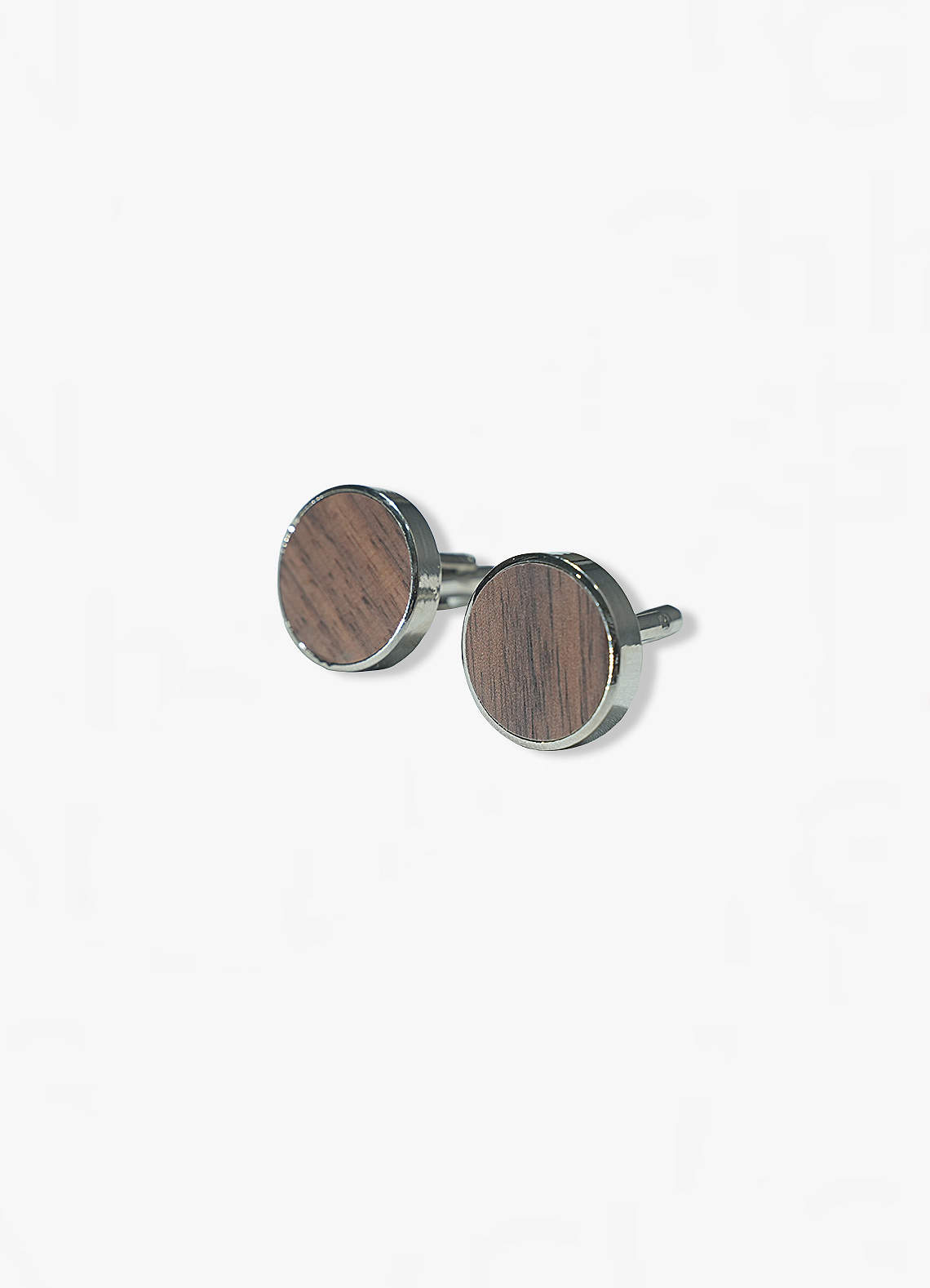 front Rounded Dark Wood Cuff Links