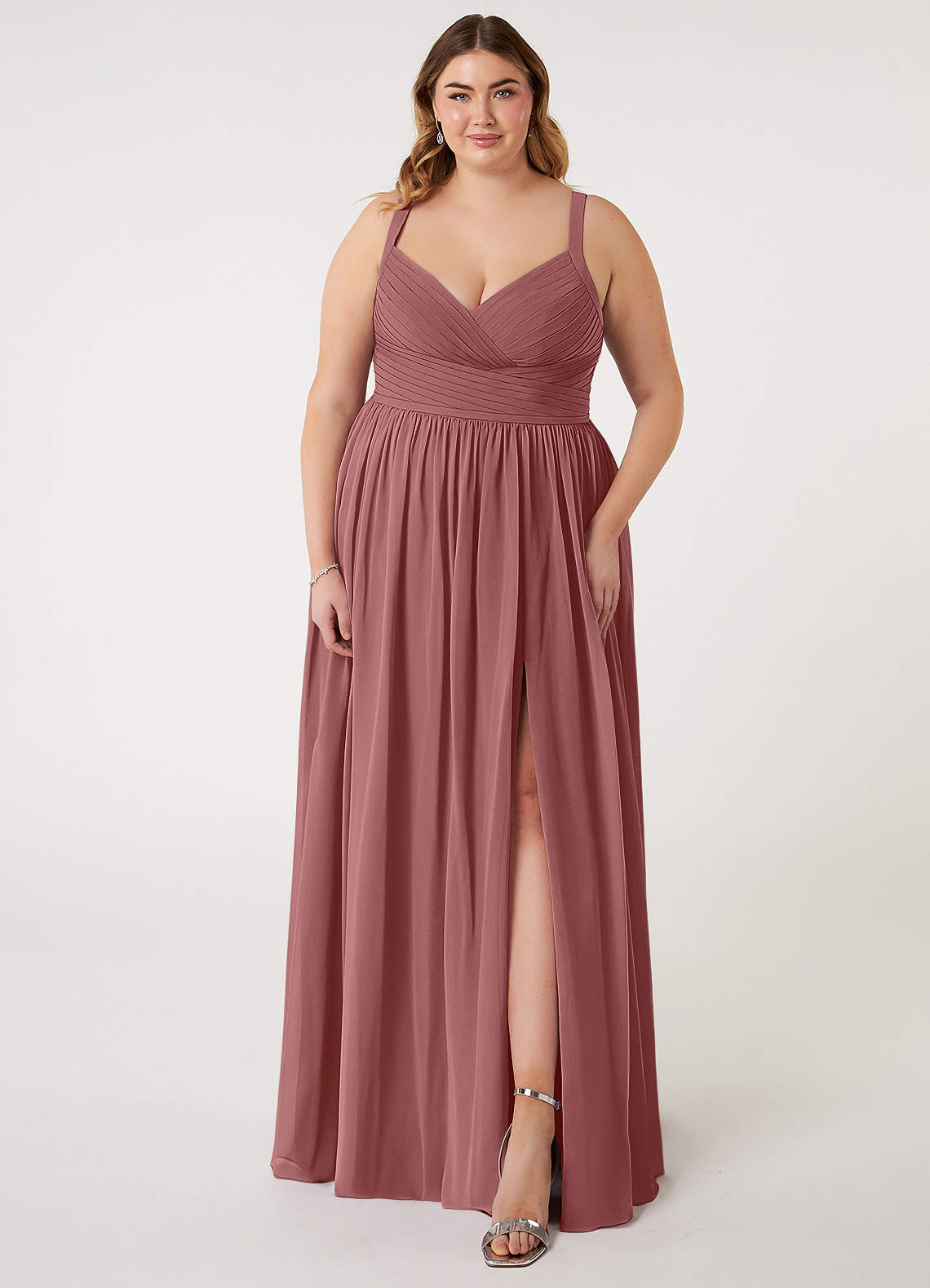 Azazie Chanel Brautjungfernkleider A-Linie Plissee Chiffon Kleid Amethyst image1