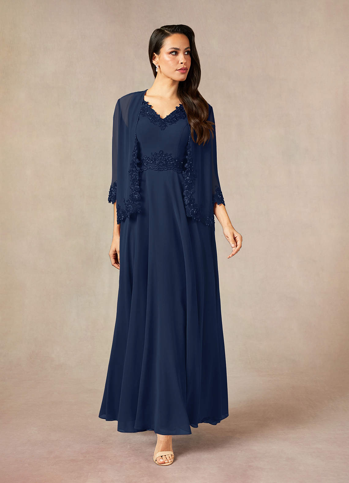 Azazie Devana Mother of the Bride Dresses Dark Navy A-Line Sequins Chiffon Dress image9