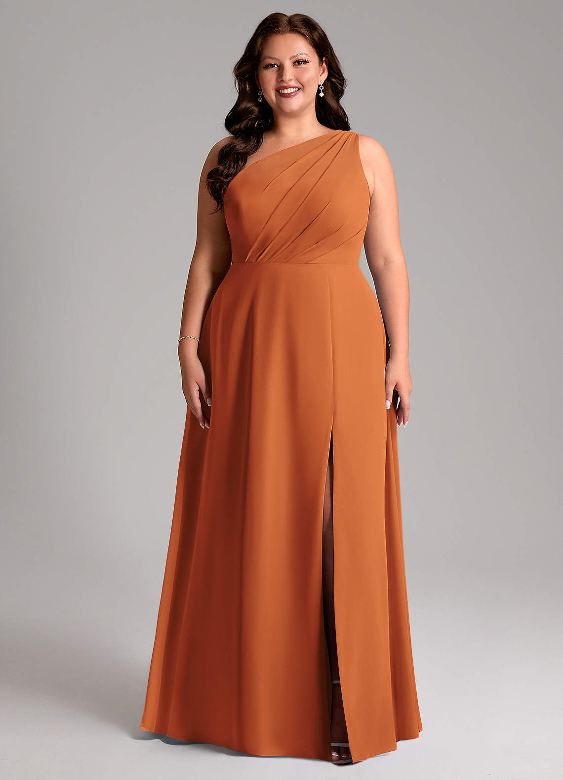 Azazie Phaedra Suknie dla druhen Linia A Jedno ramię Szyfon Do ziemi Sukienka image1