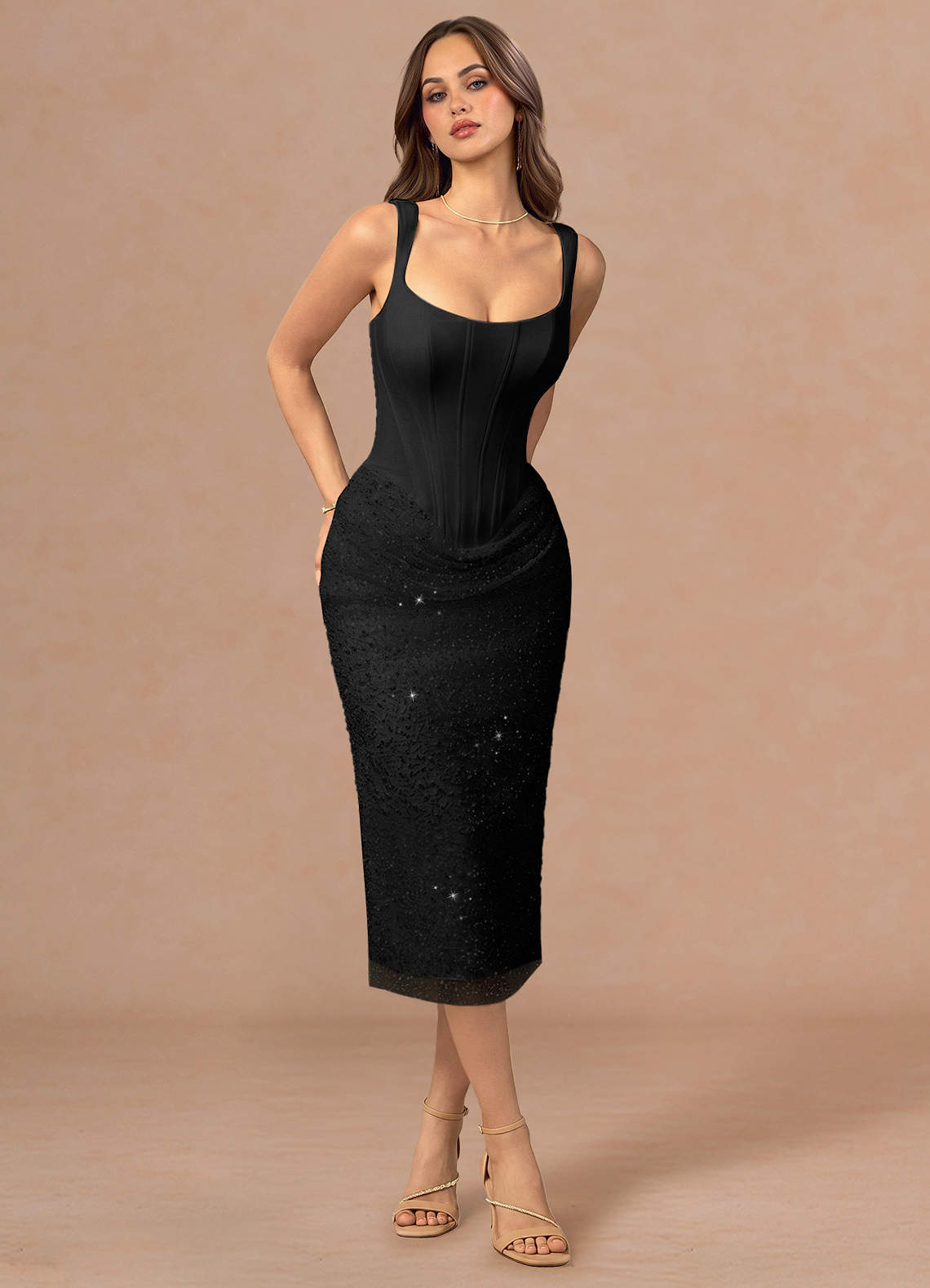 Niamh Black Midi Dress