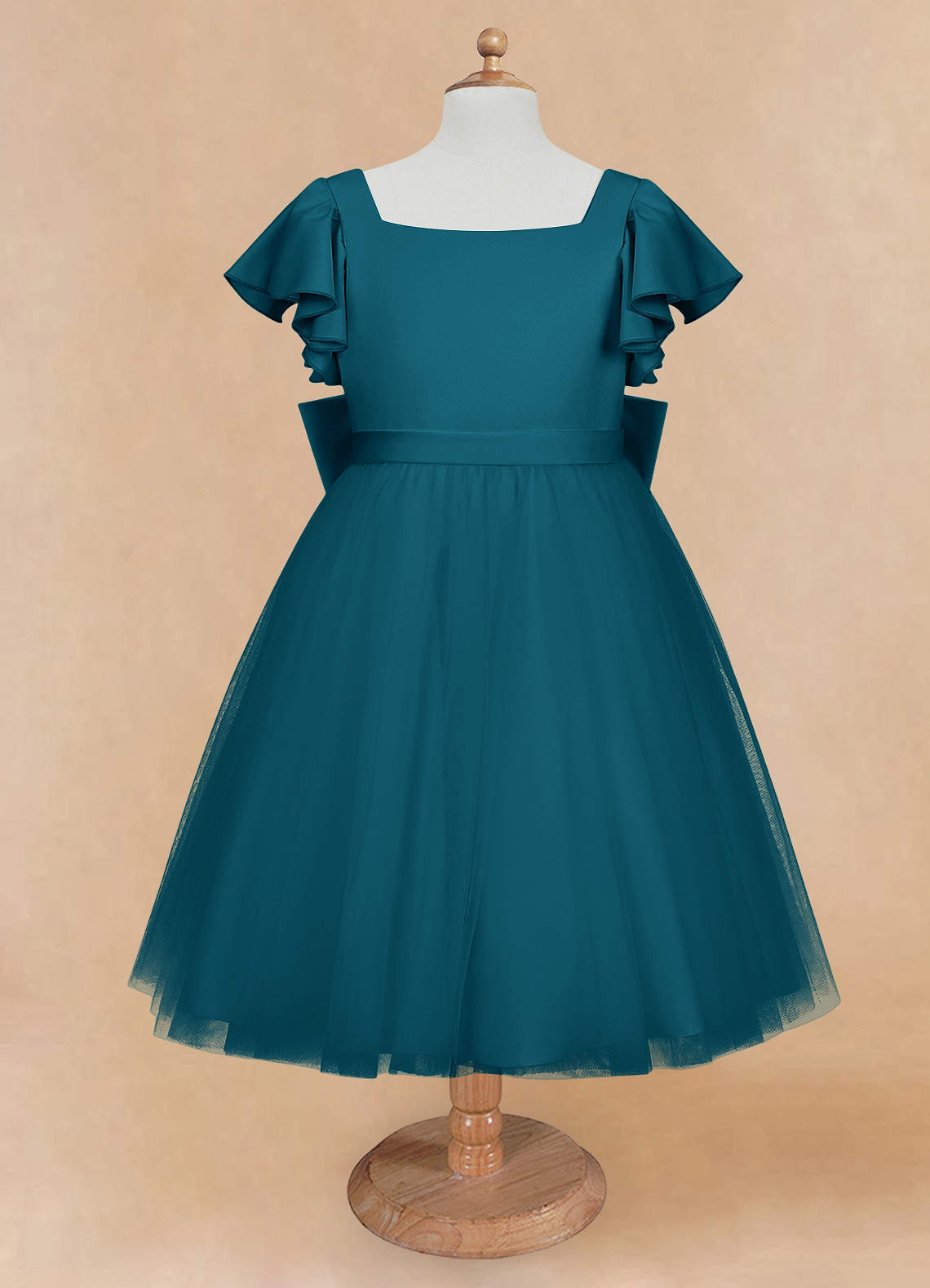 Little Girl Emerald Green Dress Baby Azazie Kaeya Ink Blue A-Line Bow Tulle  Dress Azazie