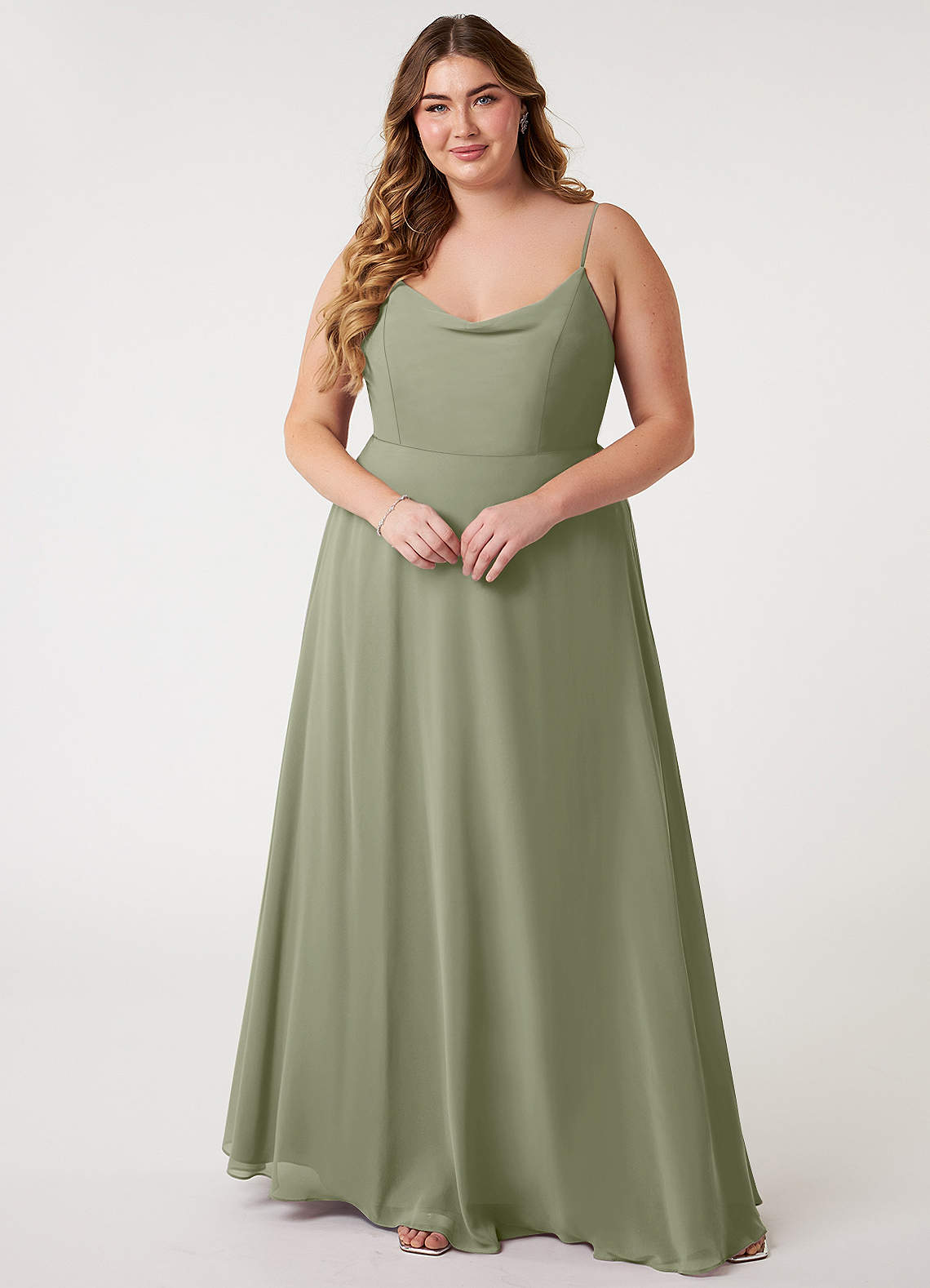 Azazie Daenerys Prova klänningar hemma Klänning av A-Line i Chiffong Klyfta Champagne Ros image7