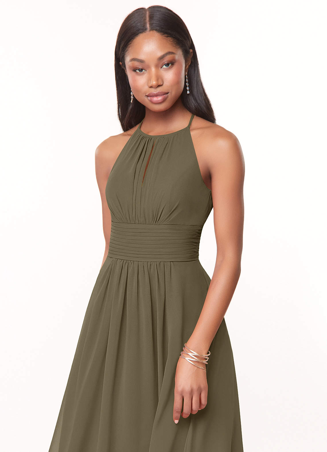 Bohemian Olive Green Bridesmaid Dresses Auburn Bridesmaid Dress Chiffon  Size XL Birdy Grey Sienna Junior