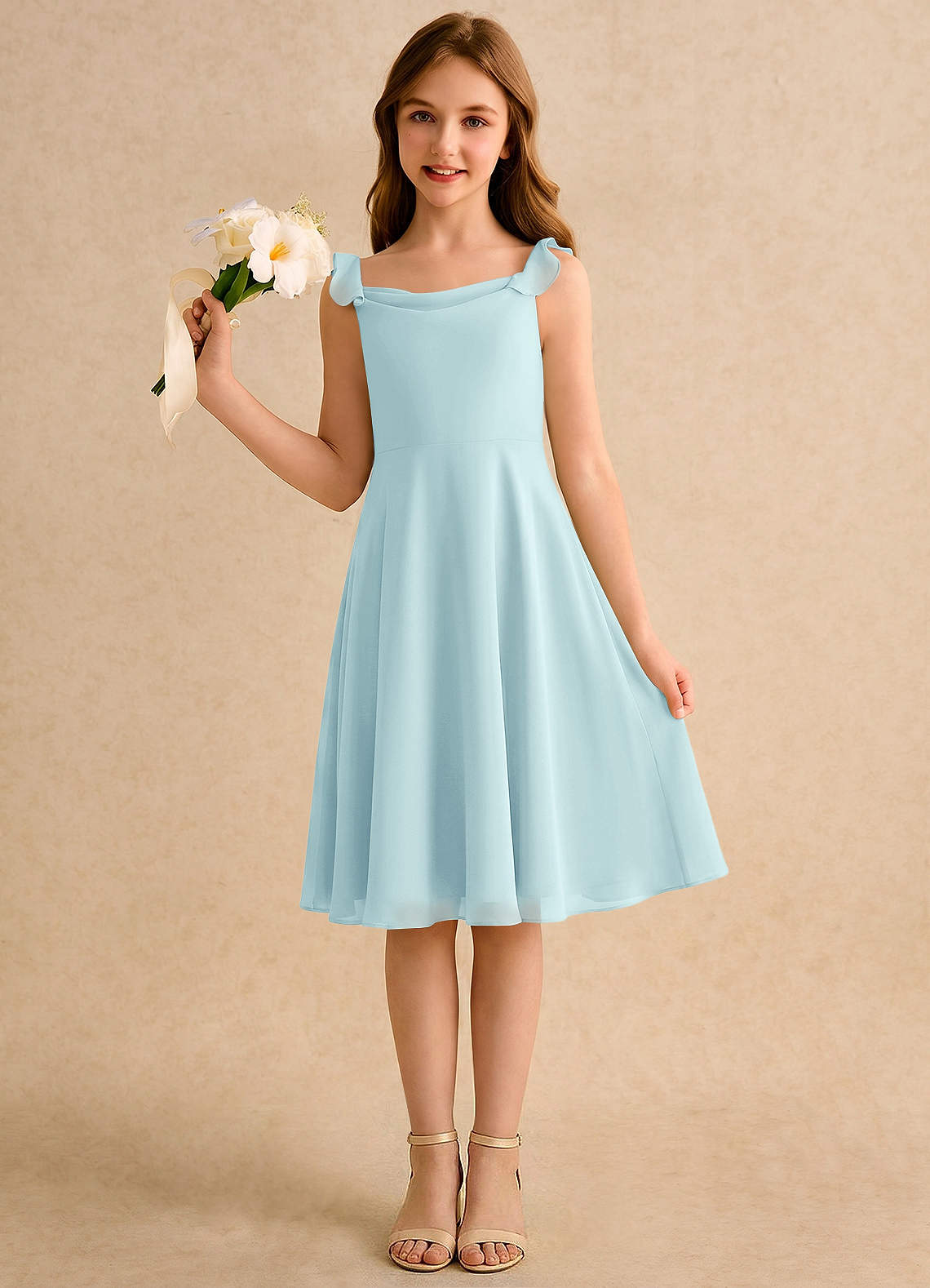 teal knee length bridesmaid dresses Azazie A-Line/Princess V-Neck Knee-Length Chiffon Girl Formal teal blue bridesmaid dresses