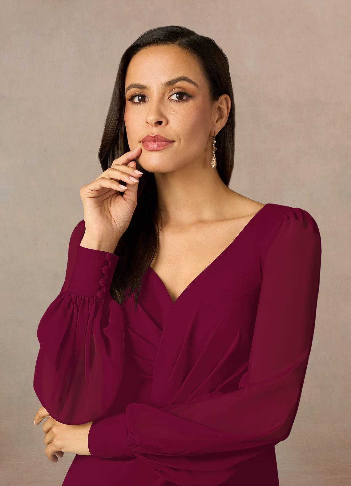 Azazie Karen Dusty Blue Sheath Pleated Stretch Crepe Dress Ready